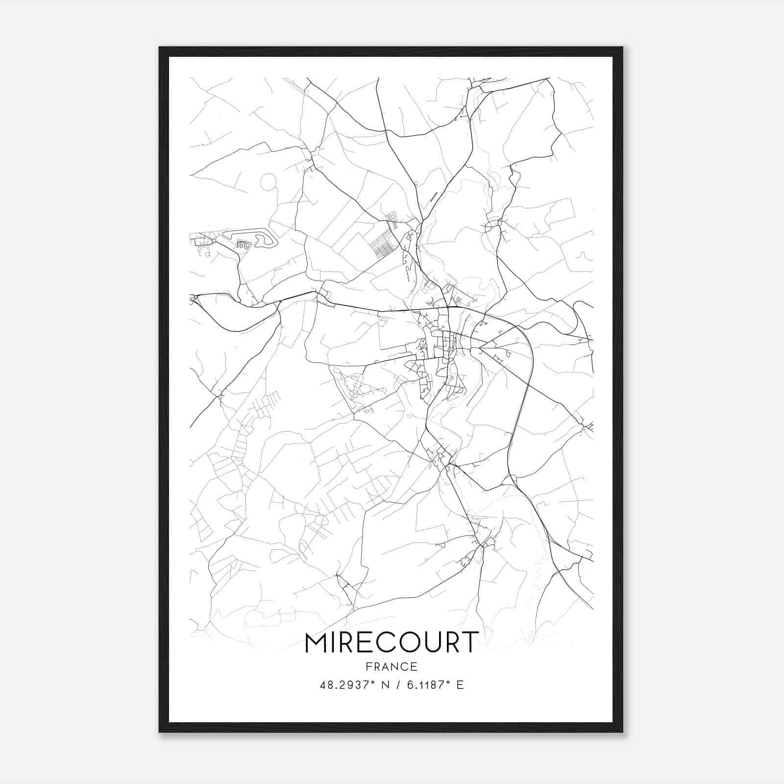 Mirecourt France Map Poster, Modern Home Decor Wall Art Print