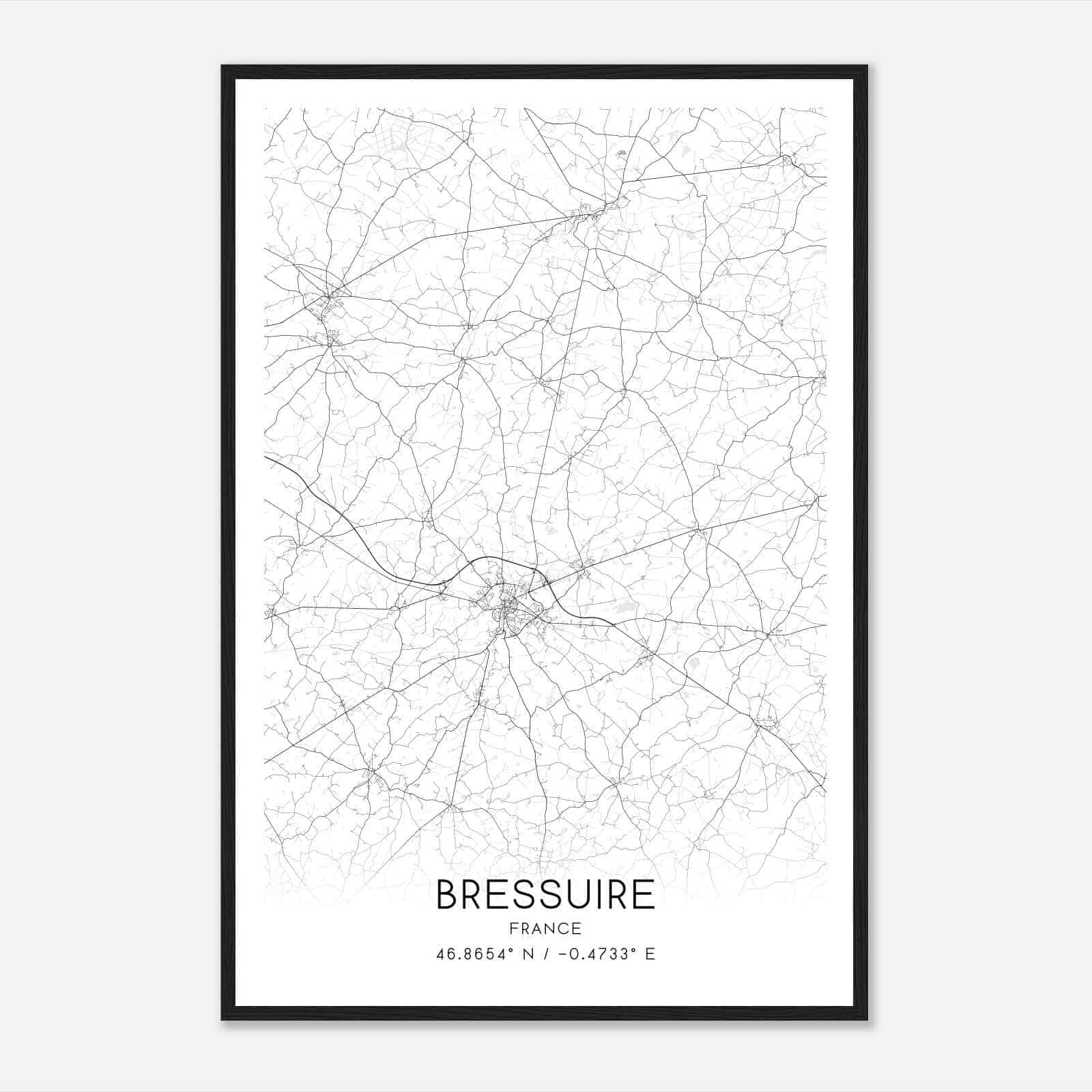 Bressuire France Map Poster, Modern Home Decor Wall Art Print