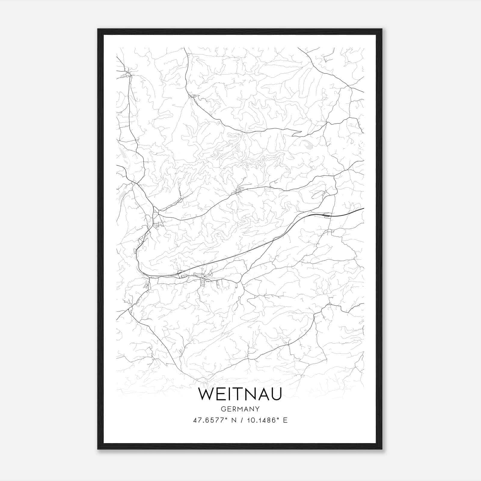 Weitnau Germany Map Poster, Modern Home Decor Wall Art Print
