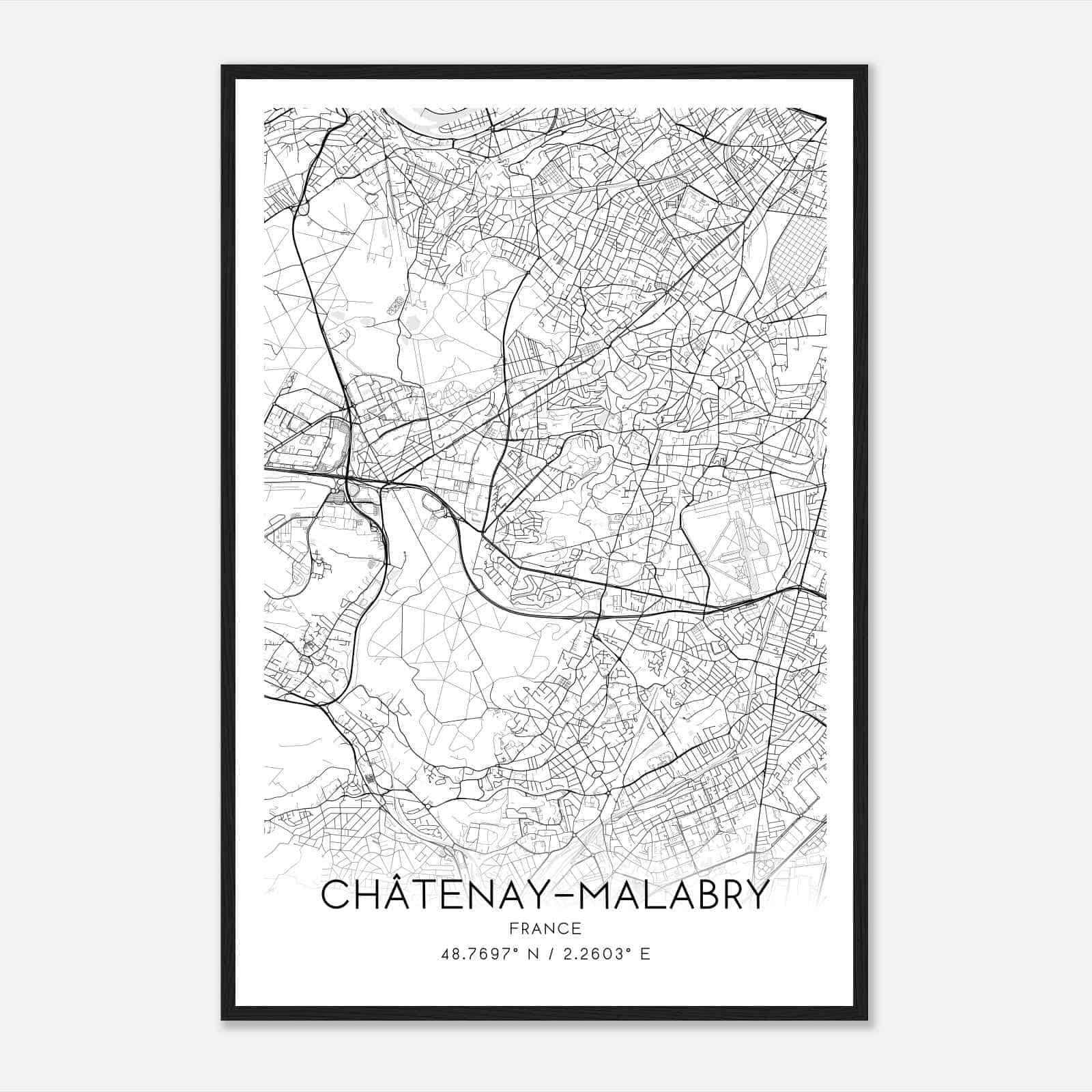 Chatenay-Malabry France Map Poster, Modern Home Decor Wall Art Print Chatenay-Malabry France Map Poster, Modern Home Decor Wall Art Print