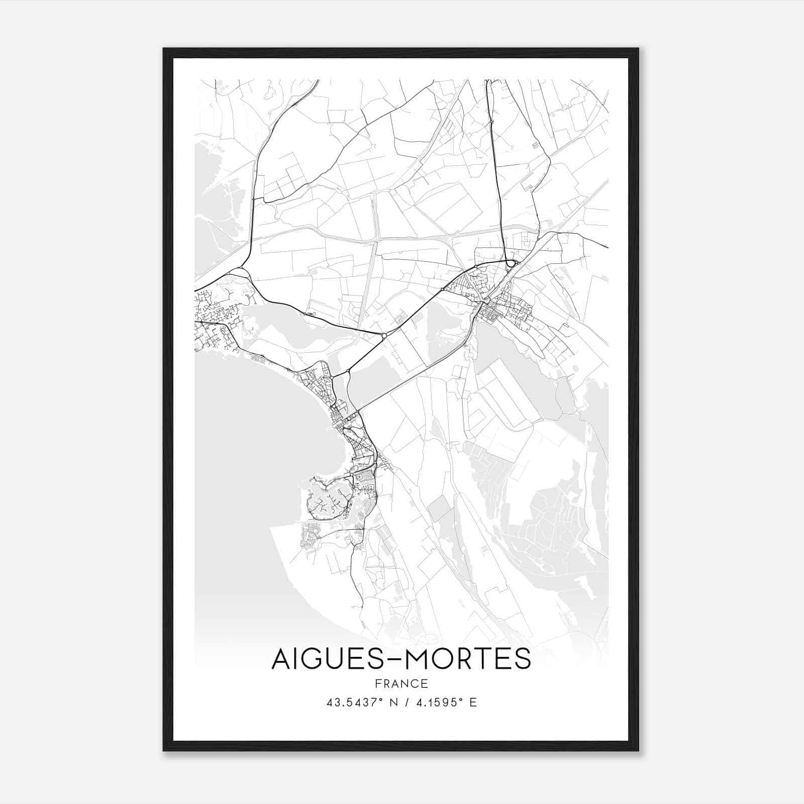 Aigues-Mortes France Map Poster, Modern Home Decor Wall Art Print