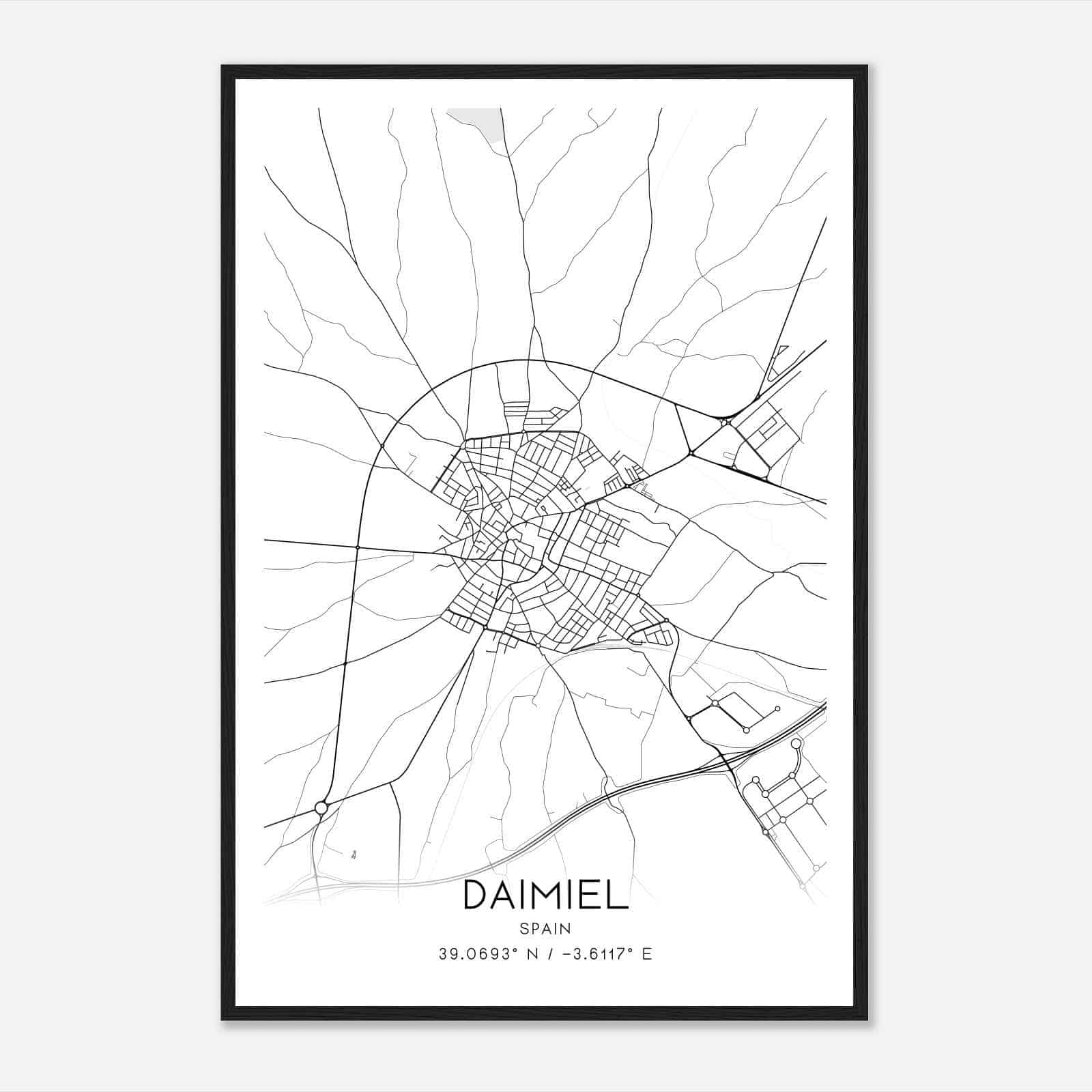 Daimiel Spain Map Poster, Modern Home Decor Wall Art Print Daimiel Spain Map Poster, Modern Home Decor Wall Art Print