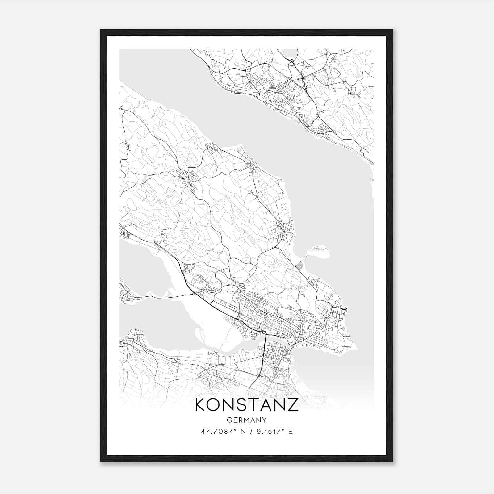 Konstanz Germany Map Poster, Modern Home Decor Wall Art Print