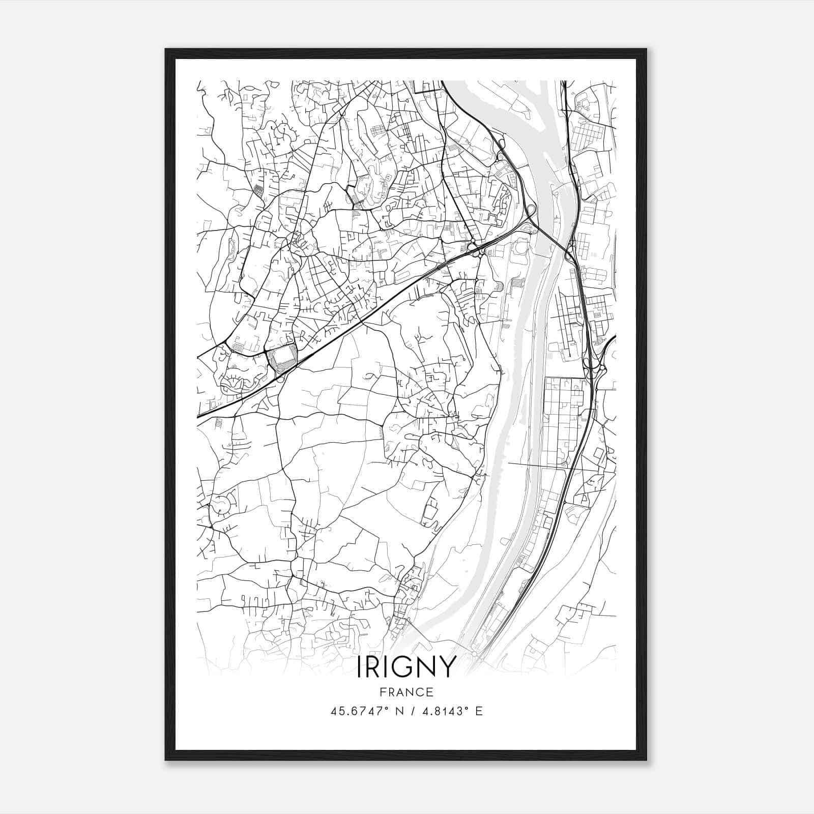 Irigny France Map Poster, Modern Home Decor Wall Art Print