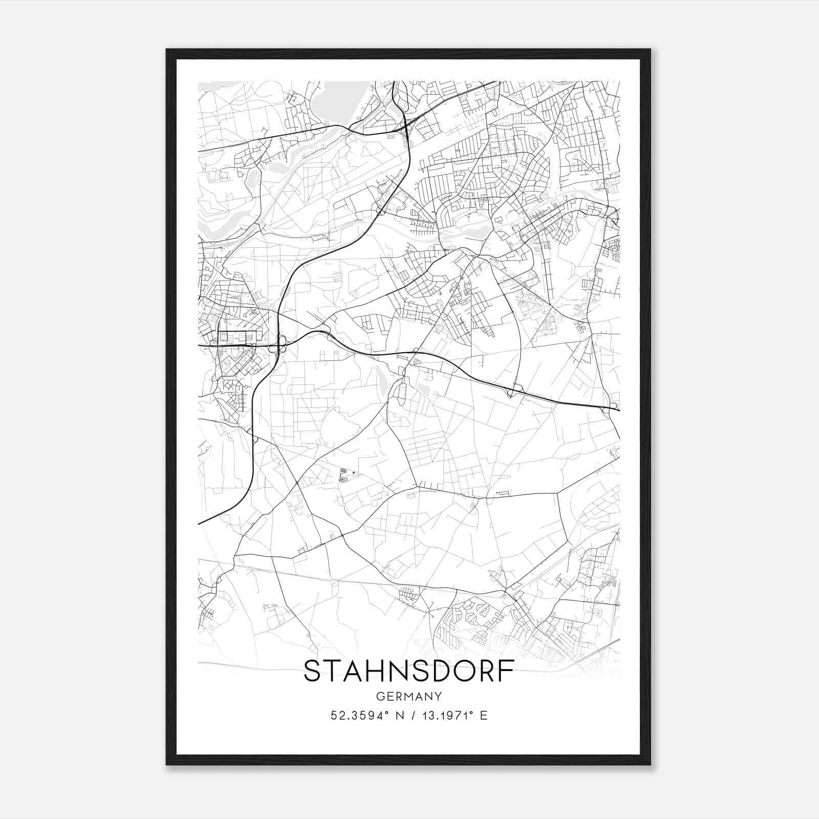 Stahnsdorf Germany Map Poster, Modern Home Decor Wall Art Print