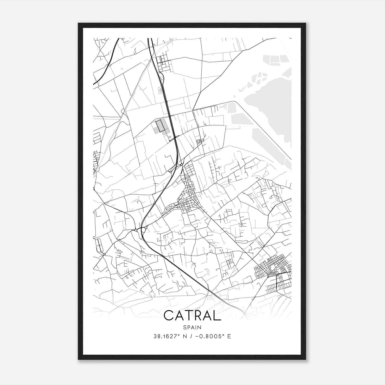 Catral Spain Map Poster, Modern Home Decor Wall Art Print