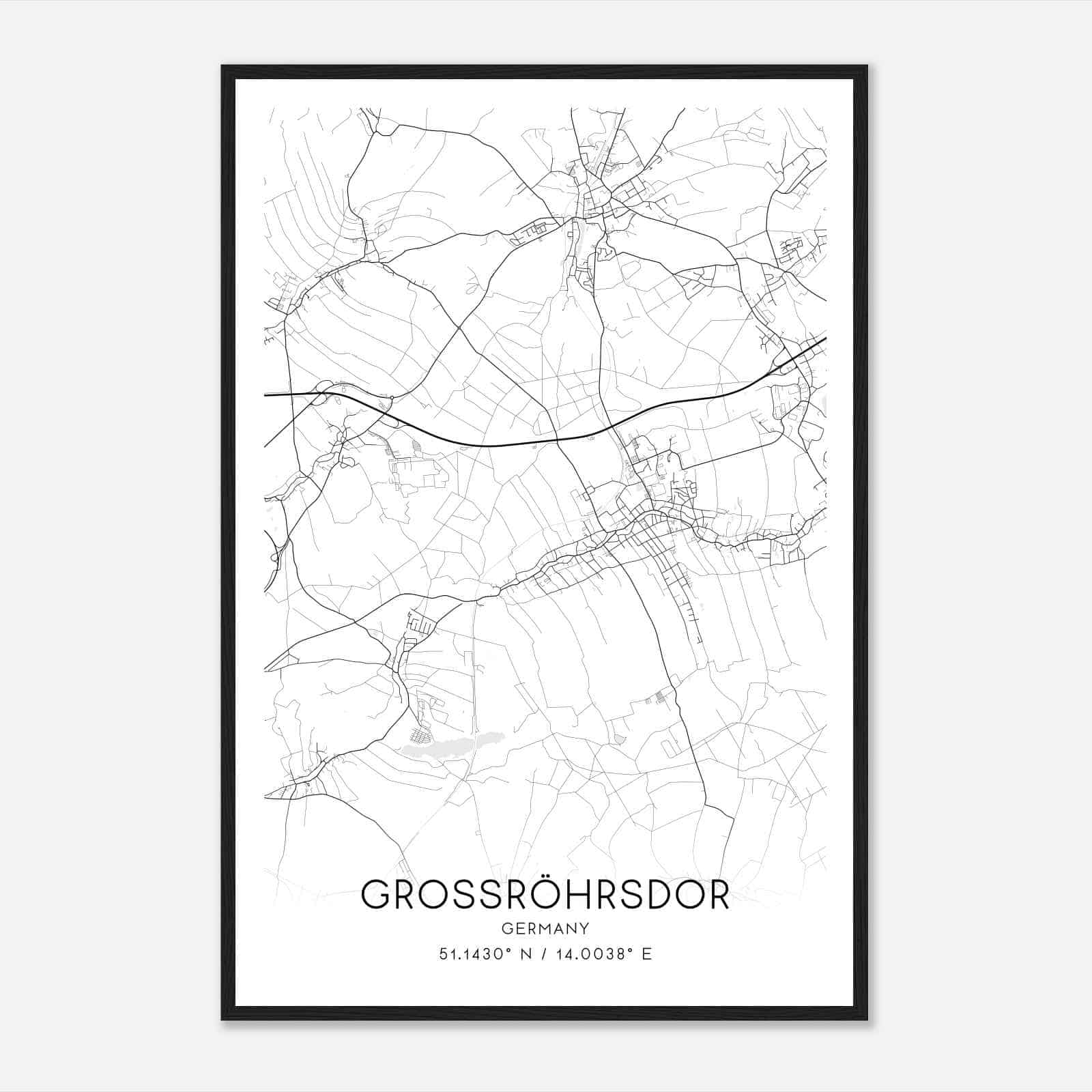 Grossrohrsdorf Germany Map Poster, Modern Home Decor Wall Art Print