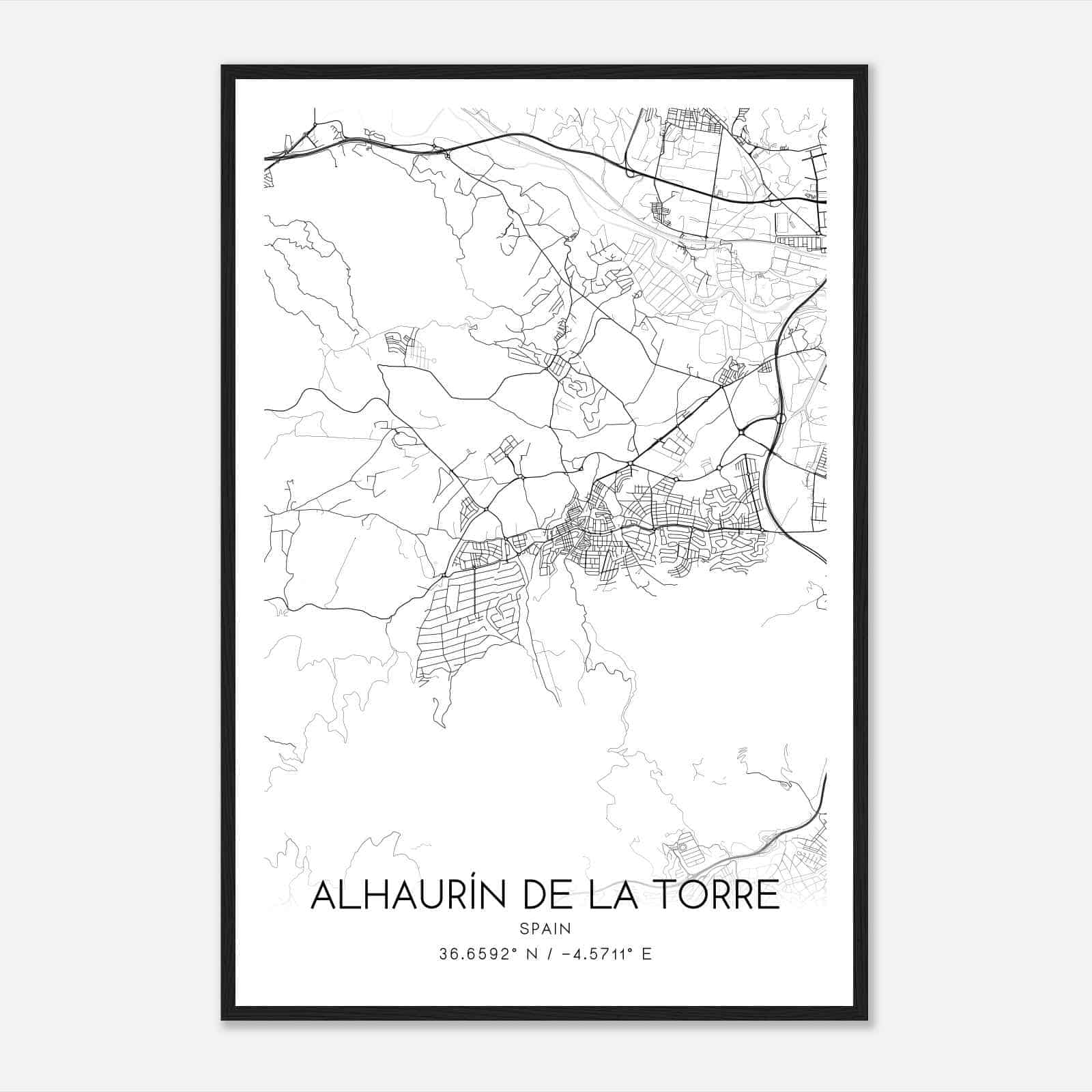 Alhaurin de la Torre Spain Map Poster, Modern Home Decor Wall Art Print
