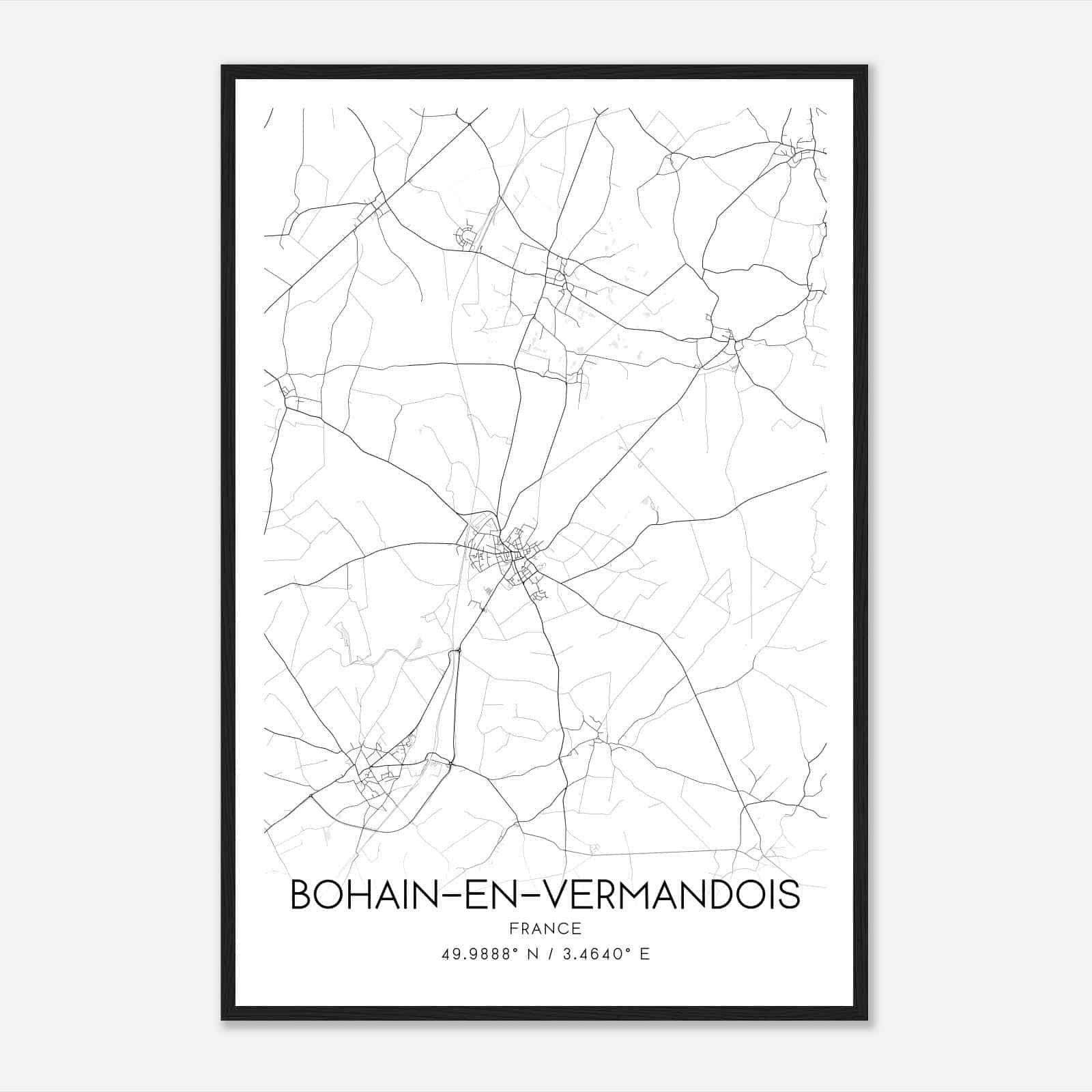 Bohain-en-Vermandois France Map Poster, Modern Home Decor Wall Art Print