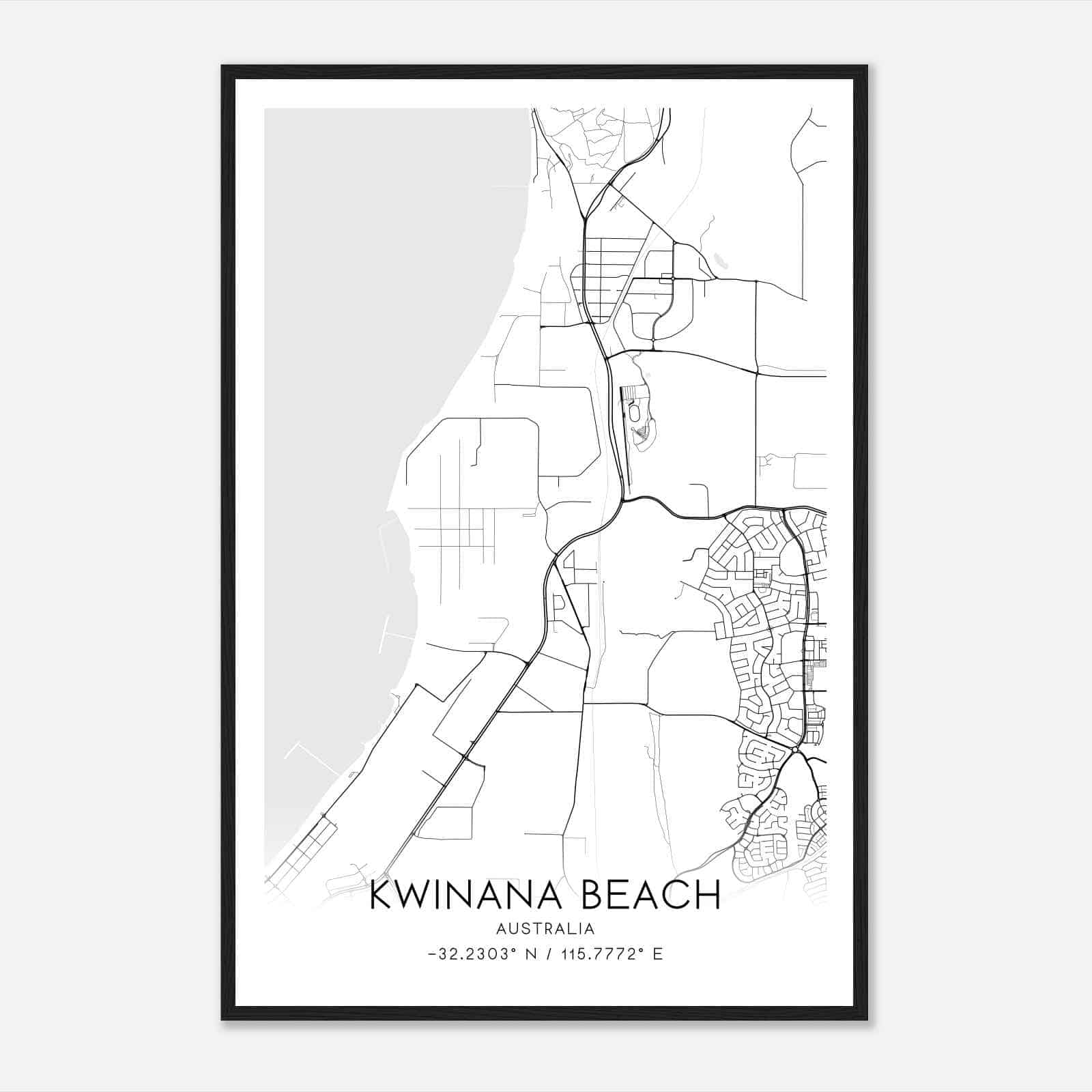 Kwinana Australia Map Poster, Modern Home Decor Wall Art Print