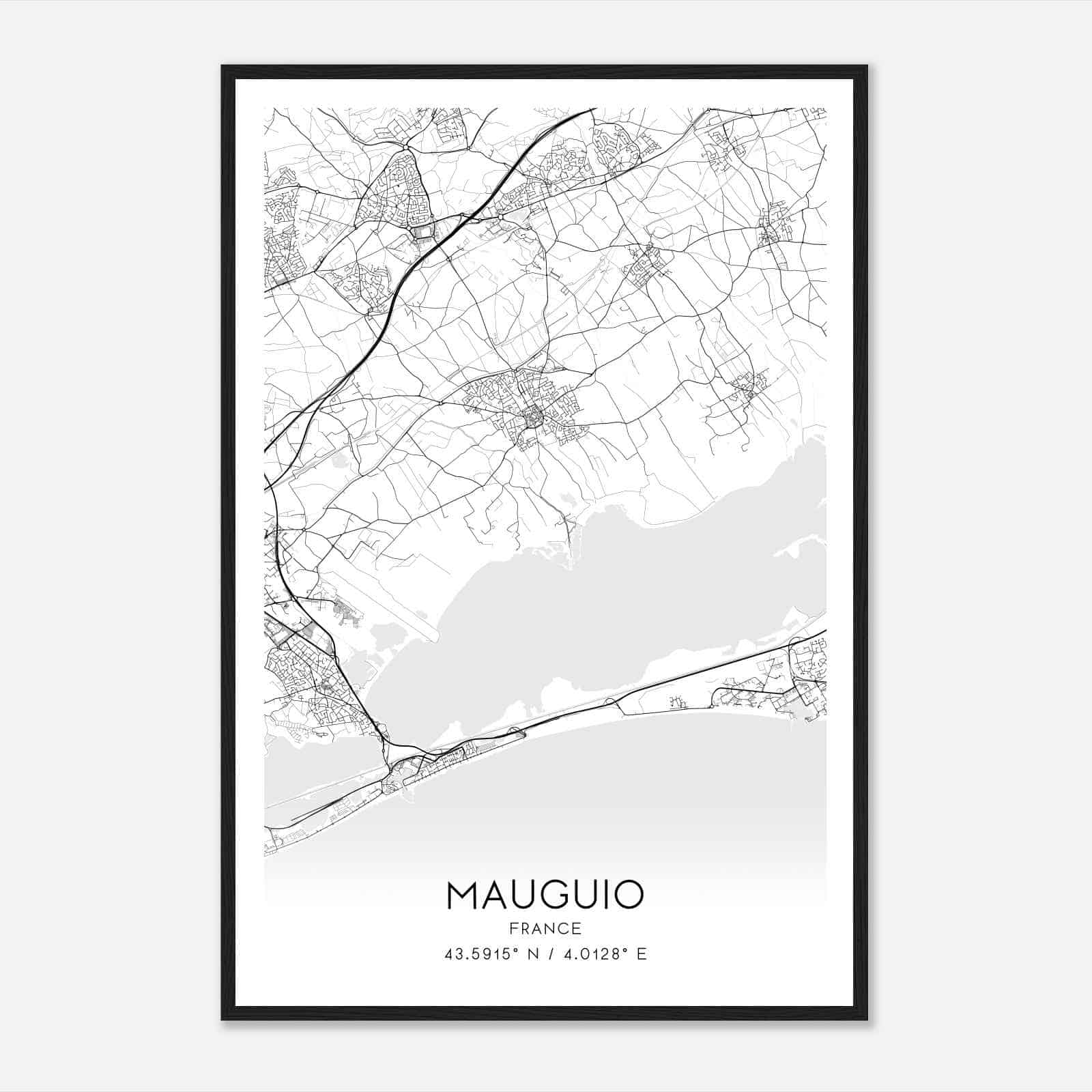 Mauguio France Map Poster, Modern Home Decor Wall Art Print