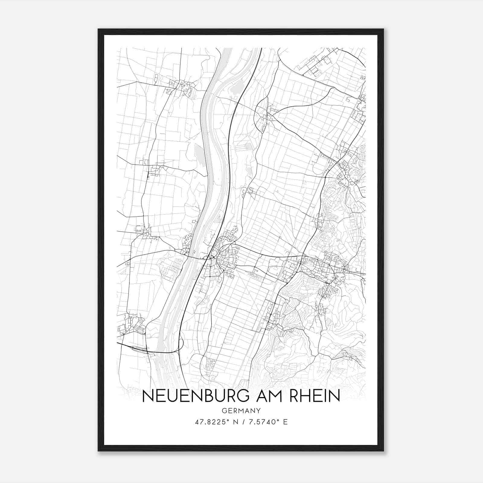 Neuenburg am Rhein Germany Map Poster, Modern Home Decor Wall Art Print