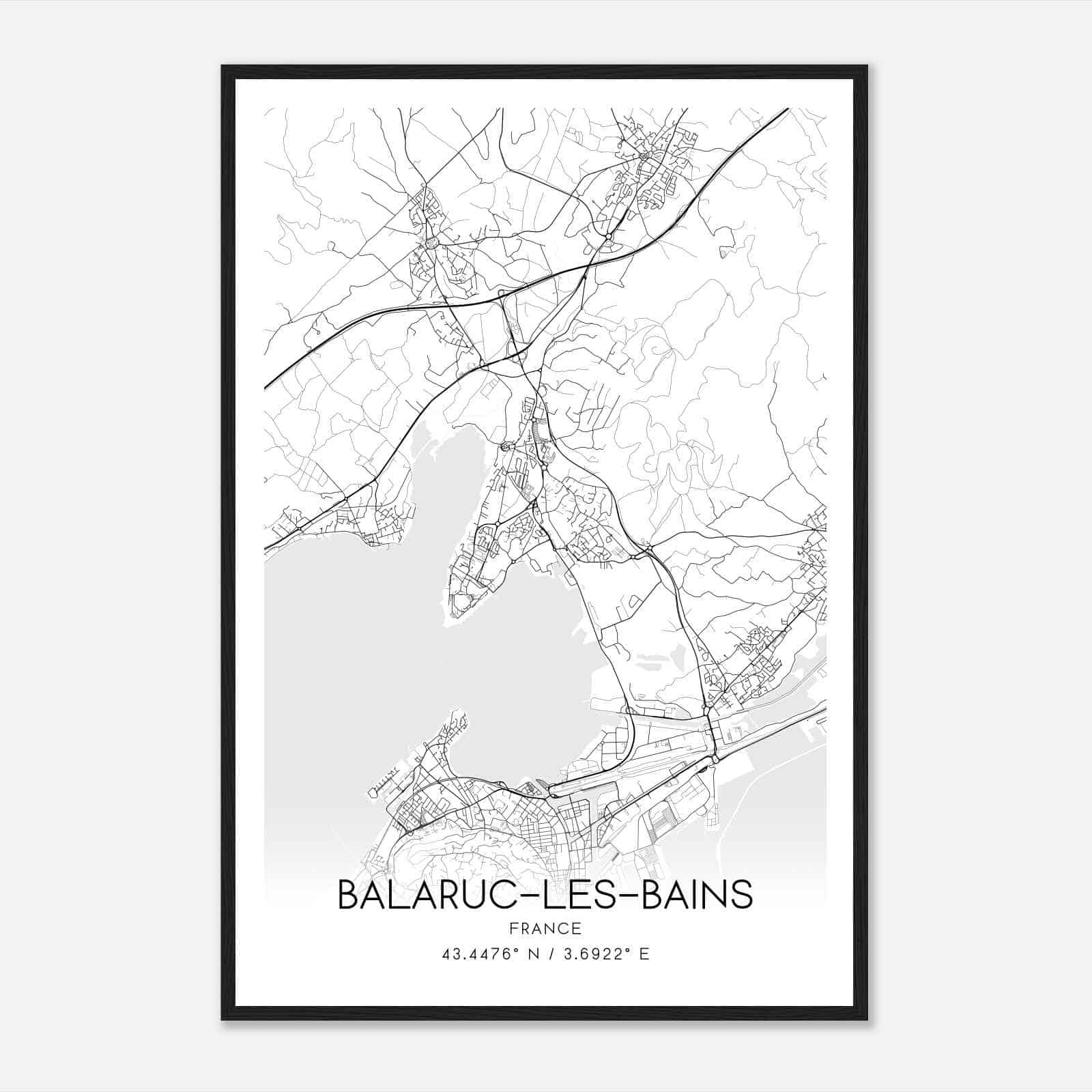 Balaruc-les-Bains France Map Poster, Modern Home Decor Wall Art Print