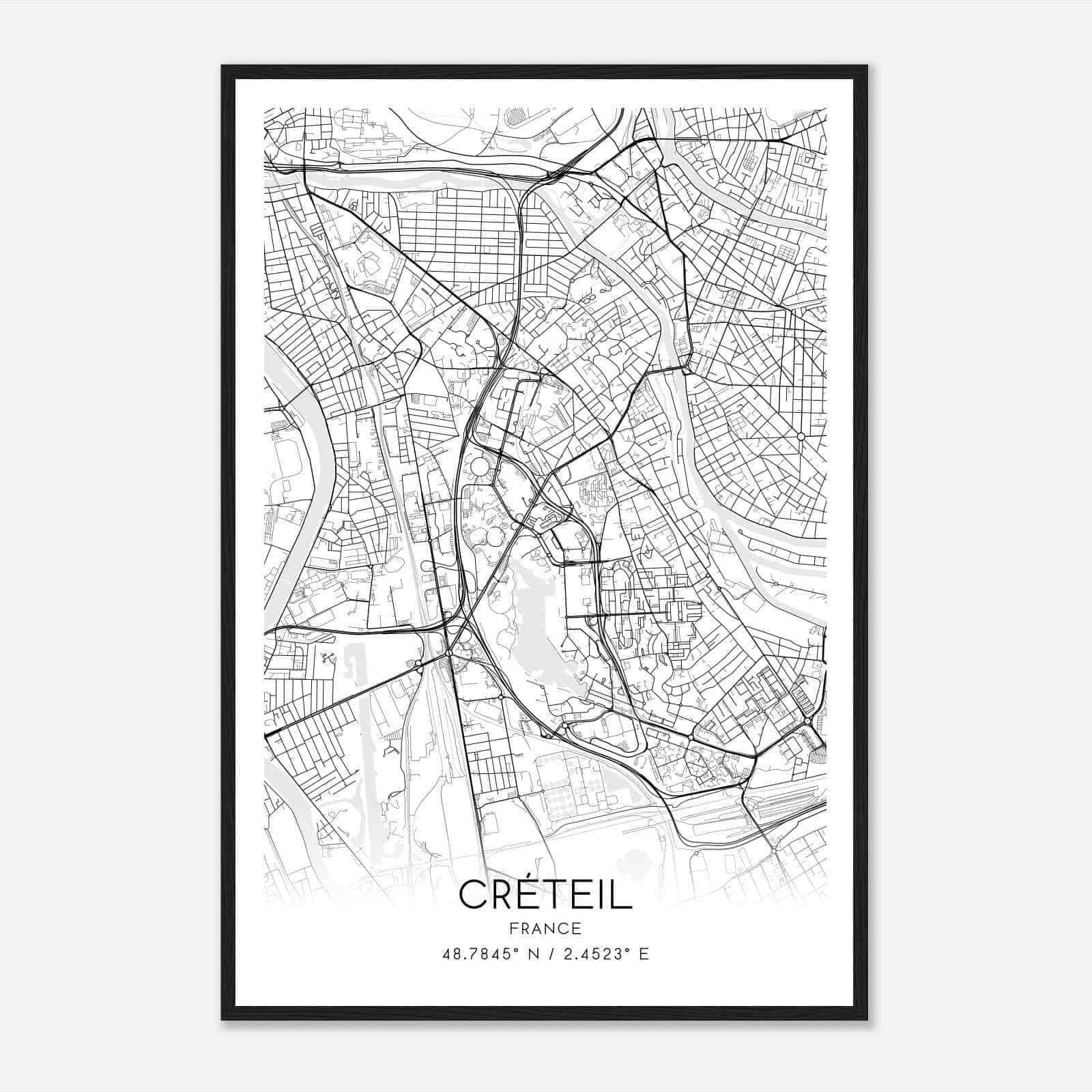 Creteil France Map Poster, Modern Home Decor Wall Art Print