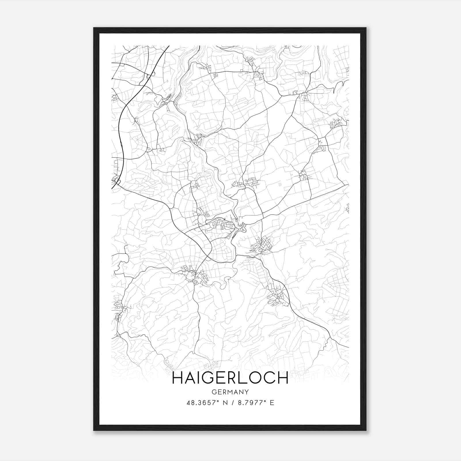 Haigerloch Germany Map Poster, Modern Home Decor Wall Art Print