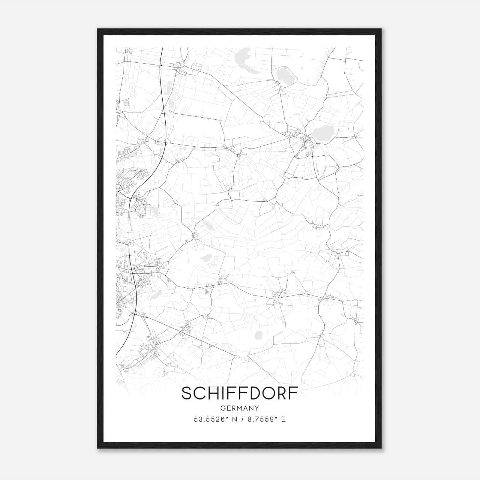 Schiffdorf Germany Map Poster, Modern Home Decor Wall Art Print