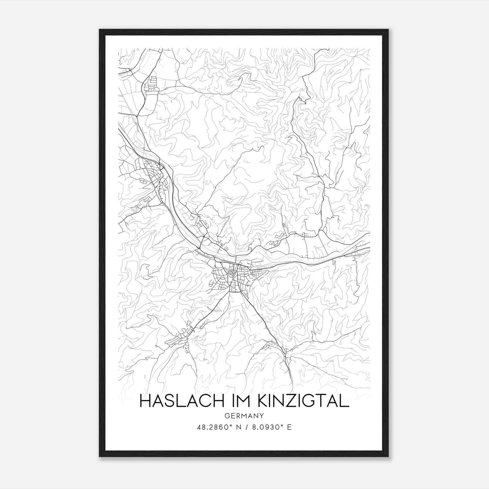 Haslach im Kinzigtal Germany Map Poster, Modern Home Decor Wall Art Print