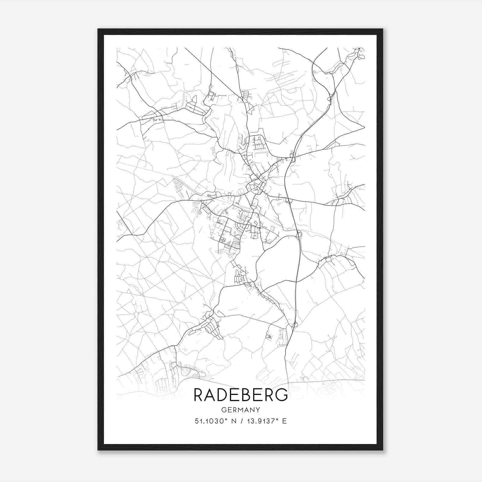 Radeberg Germany Map Poster, Modern Home Decor Wall Art Print