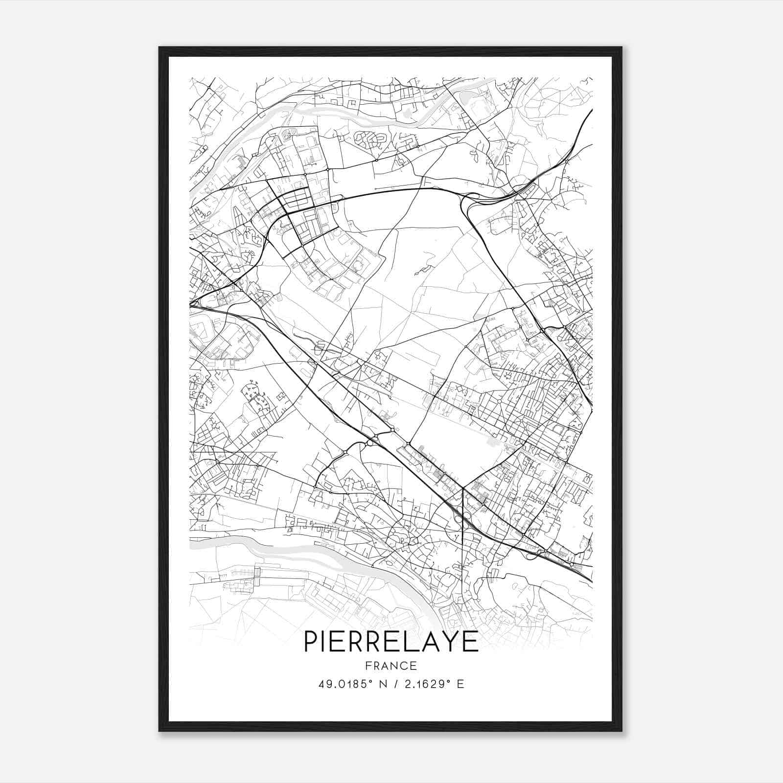 Pierrelaye France Map Poster, Modern Home Decor Wall Art Print