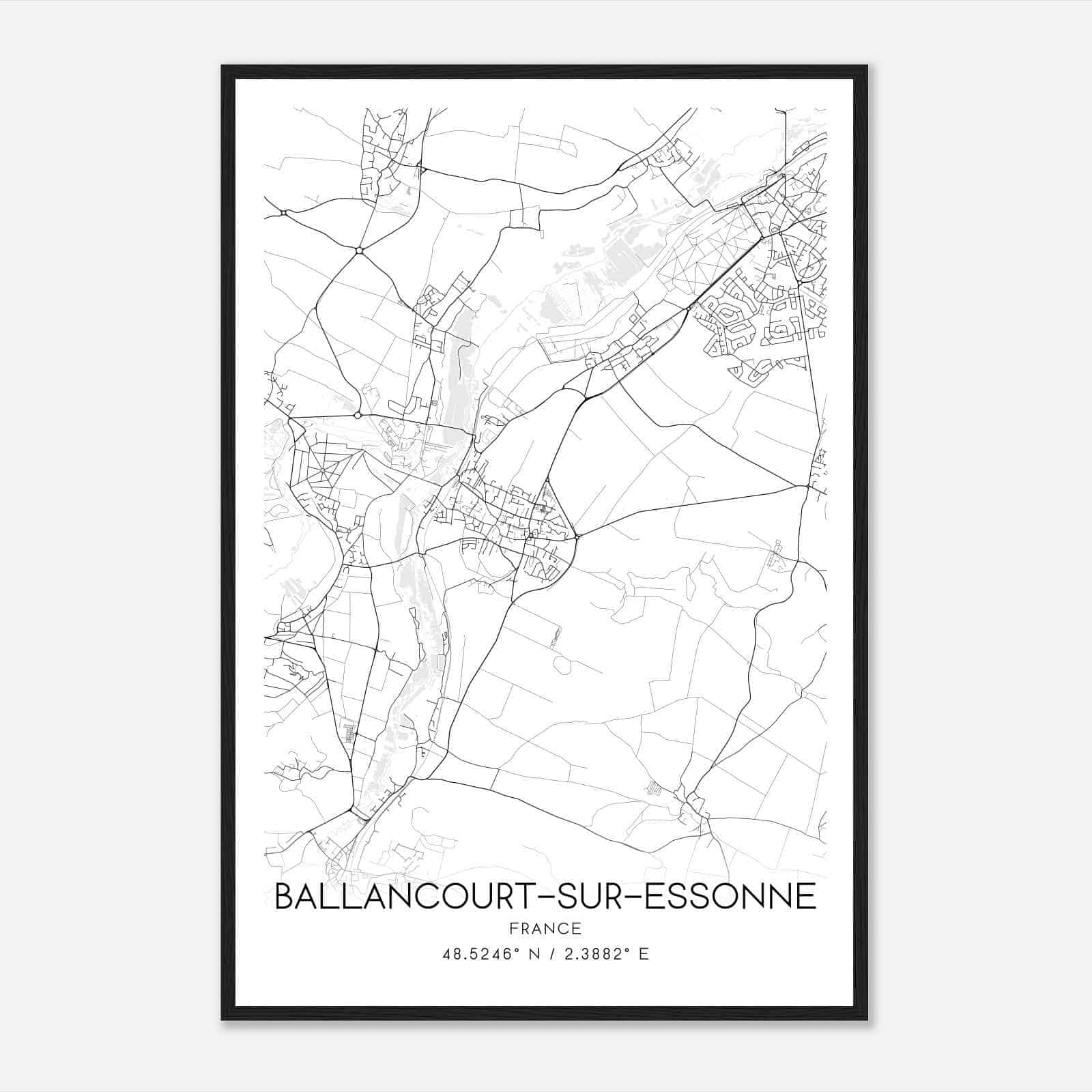 Ballancourt France Map Poster, Modern Home Decor Wall Art Print