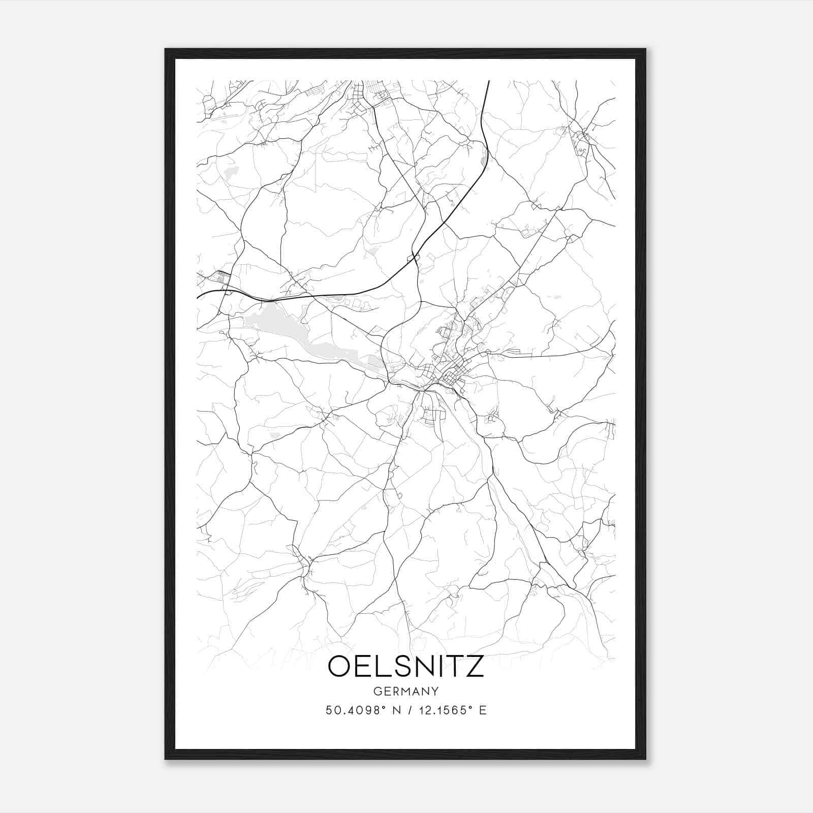 Oelsnitz Germany Map Poster, Modern Home Decor Wall Art Print