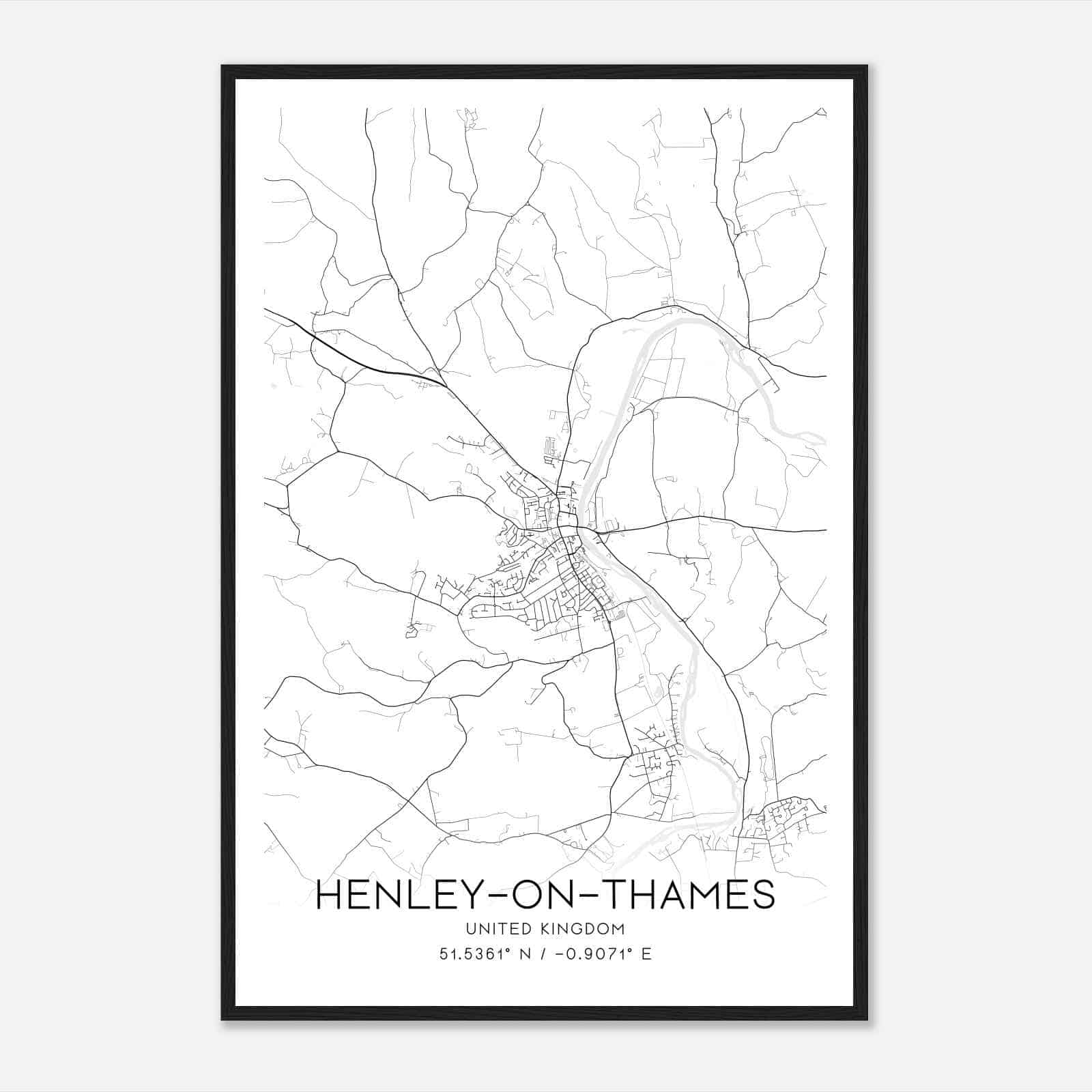 Henley on Thames United Kingdom Map Poster, Modern Home Decor Wall Art Print