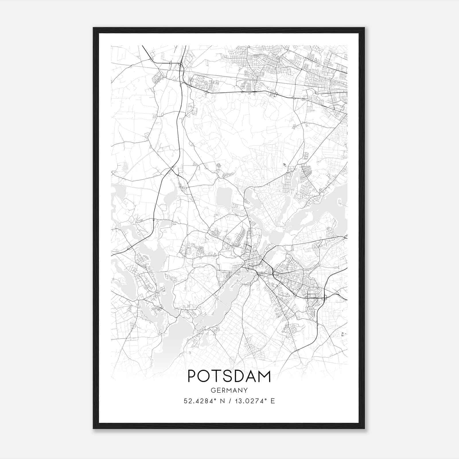 Potsdam Germany Map Poster, Modern Home Decor Wall Art Print