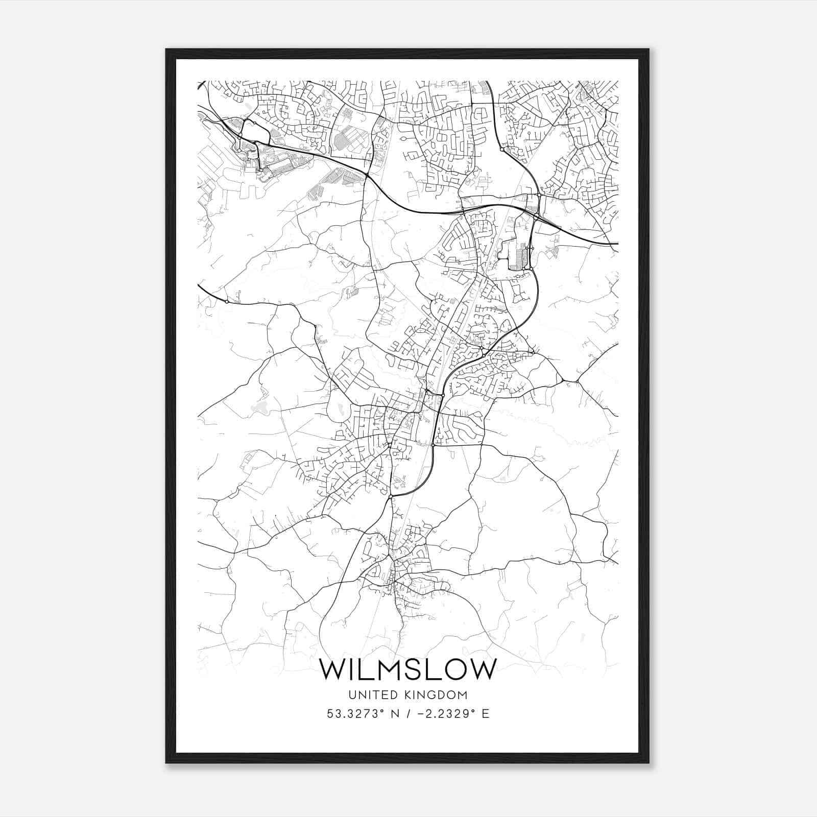 Wilmslow United Kingdom Map Poster, Modern Home Decor Wall Art Print