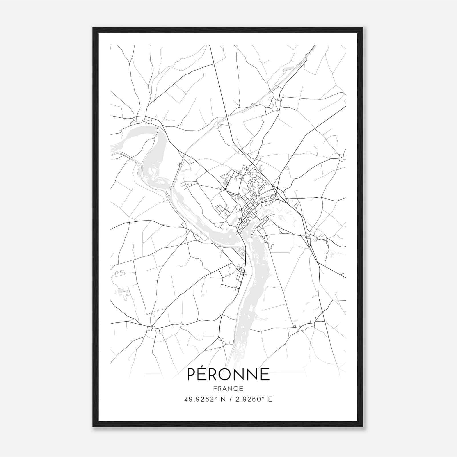 Peronne France Map Poster, Modern Home Decor Wall Art Print
