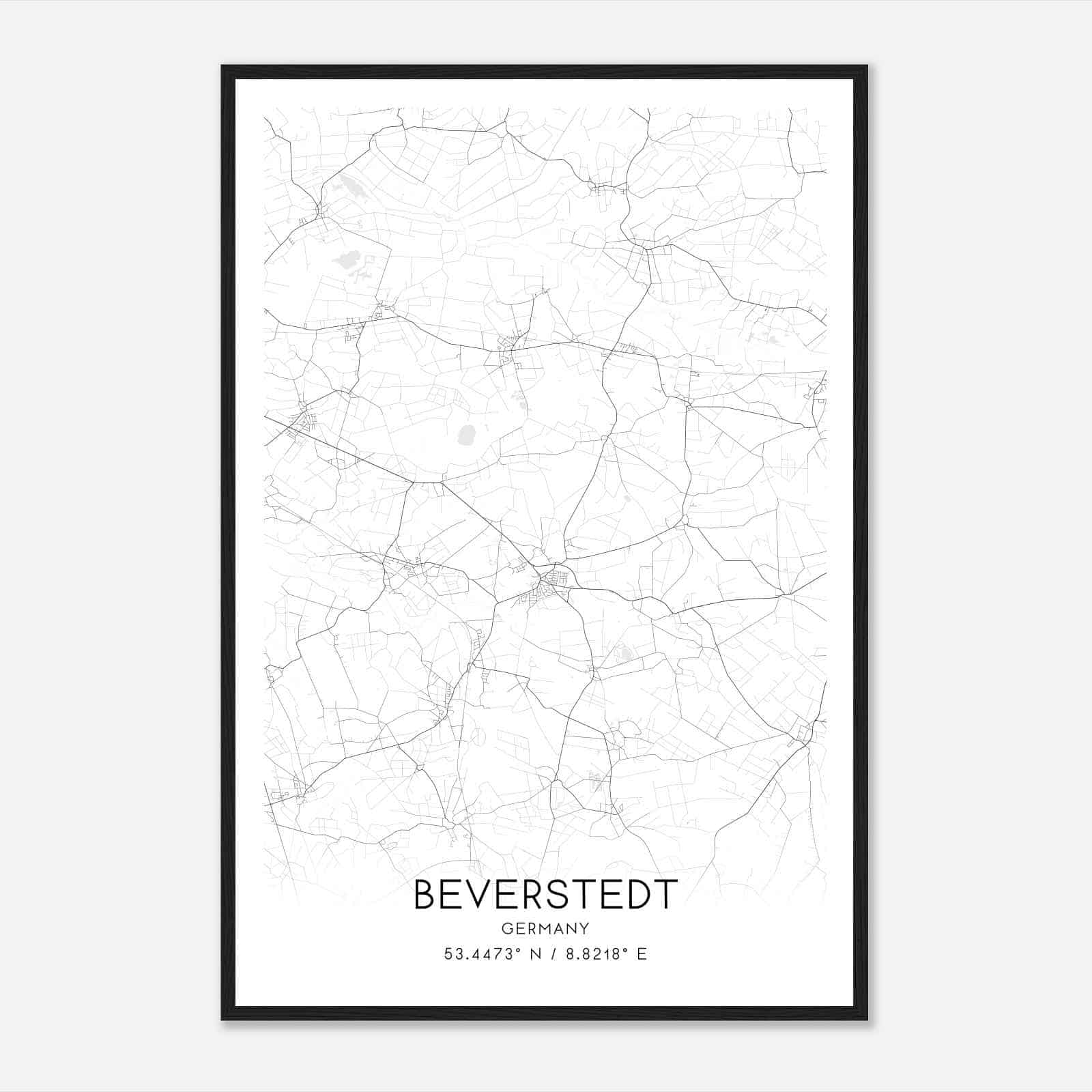 Beverstedt Germany Map Poster, Modern Home Decor Wall Art Print