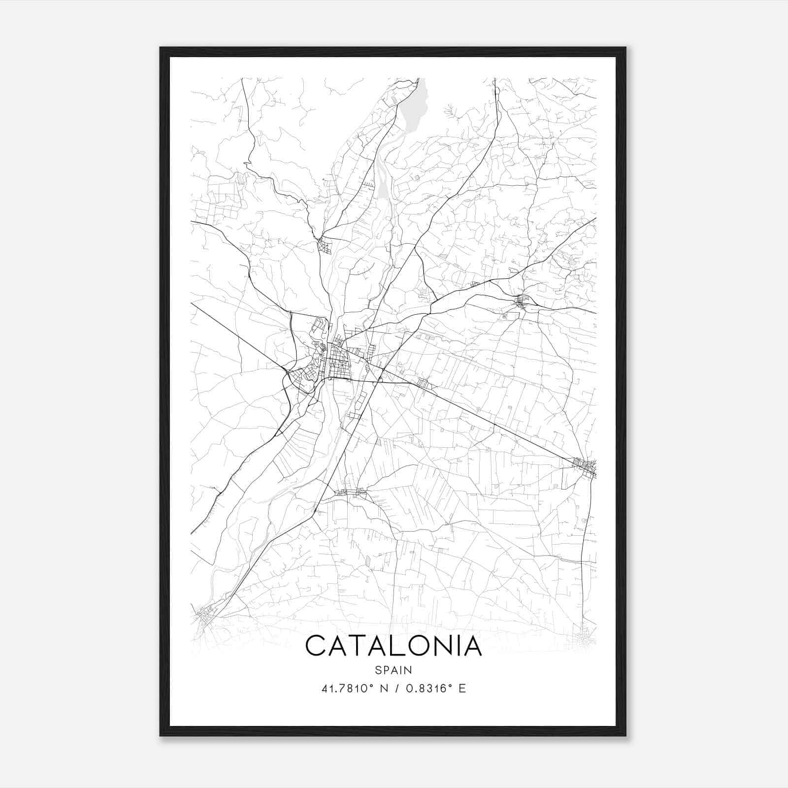 Balaguer Spain Map Poster, Modern Home Decor Wall Art Print