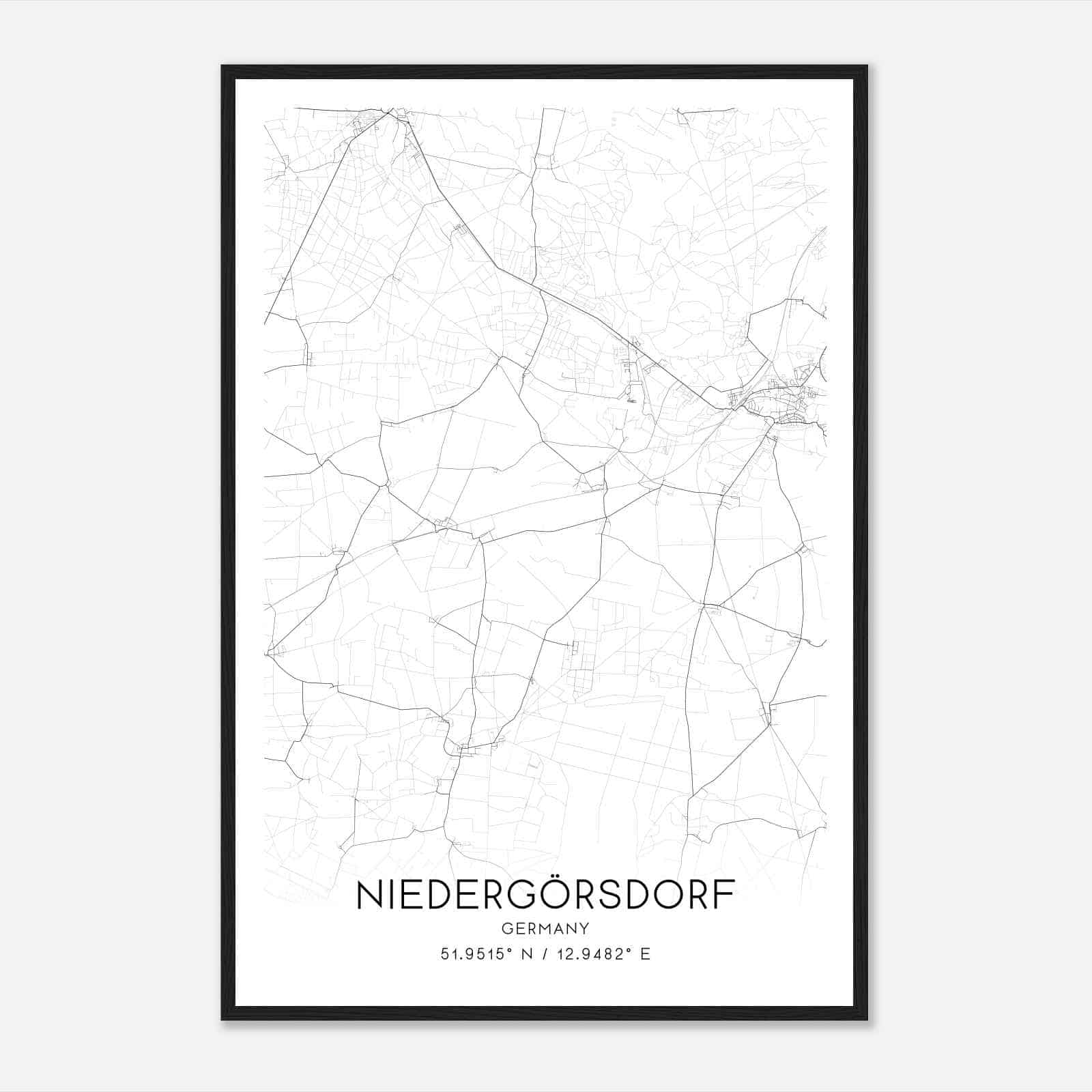 Niedergorsdorf Germany Map Poster, Modern Home Decor Wall Art Print