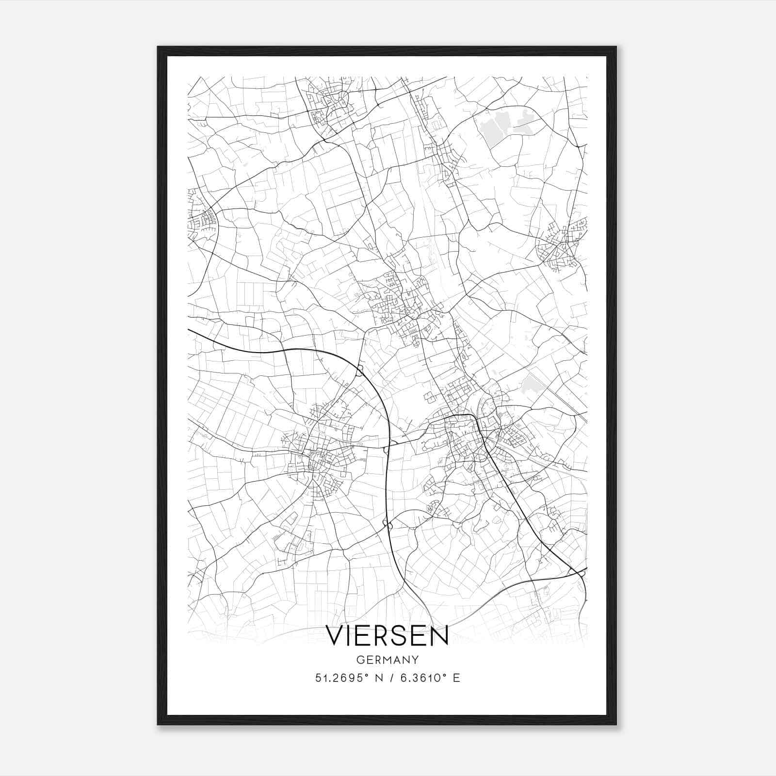 Viersen Germany Map Poster, Modern Home Decor Wall Art Print