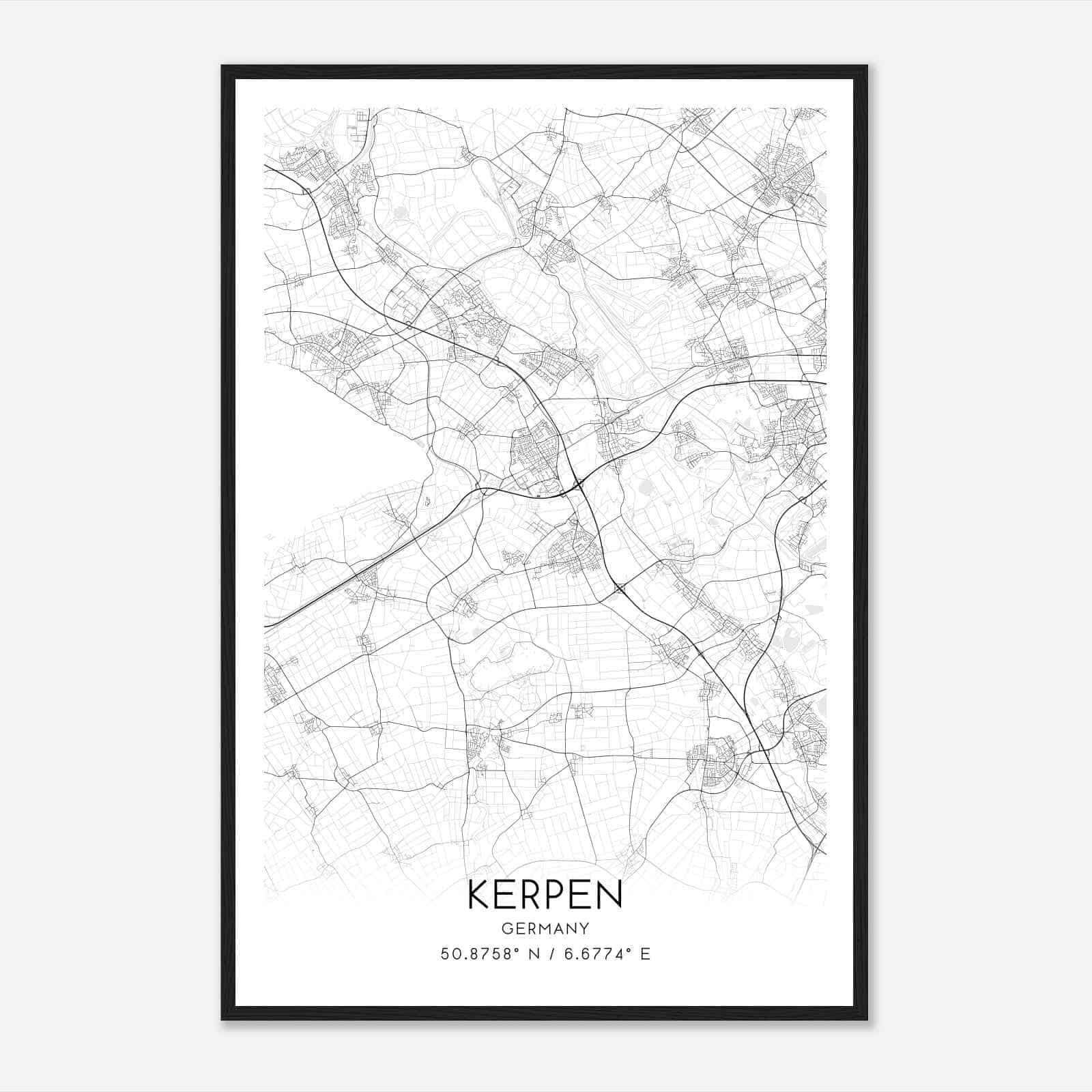 Kerpen Germany Map Poster, Modern Home Decor Wall Art Print