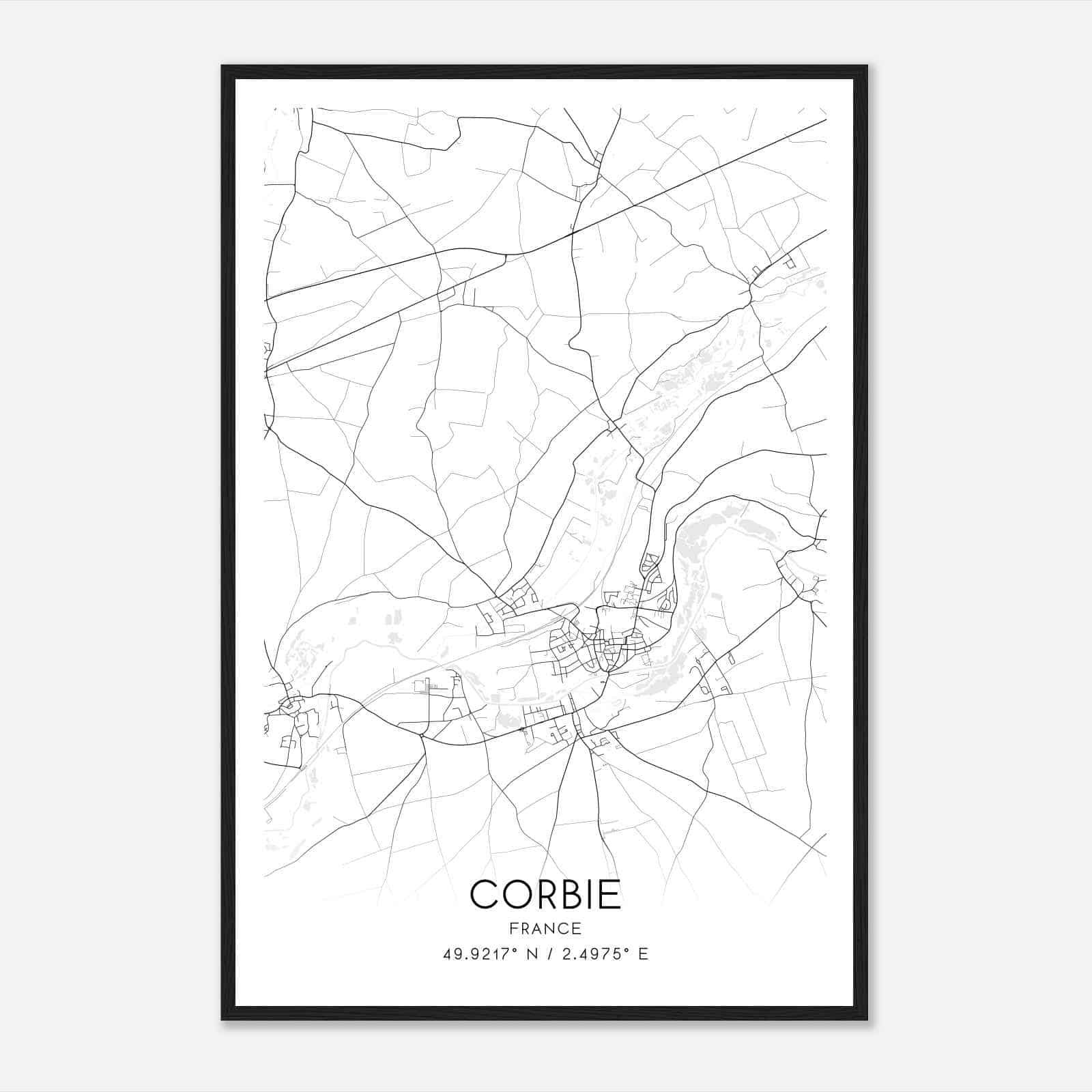 Corbie France Map Poster, Modern Home Decor Wall Art Print