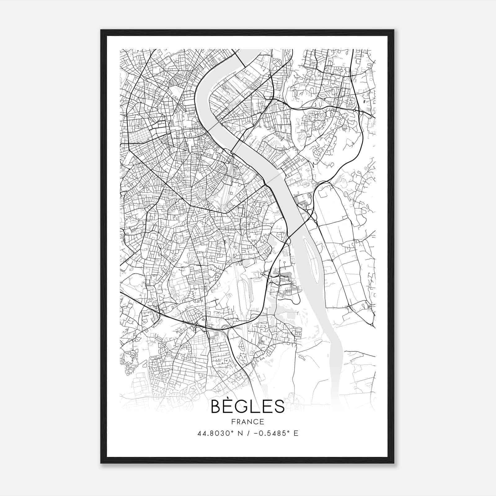 Begles France Map Poster, Modern Home Decor Wall Art Print