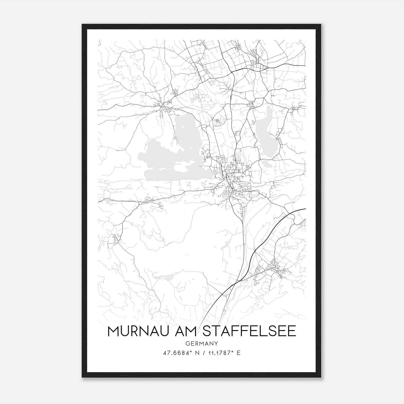 Murnau am Staffelsee Germany Map Poster, Modern Home Decor Wall Art Print