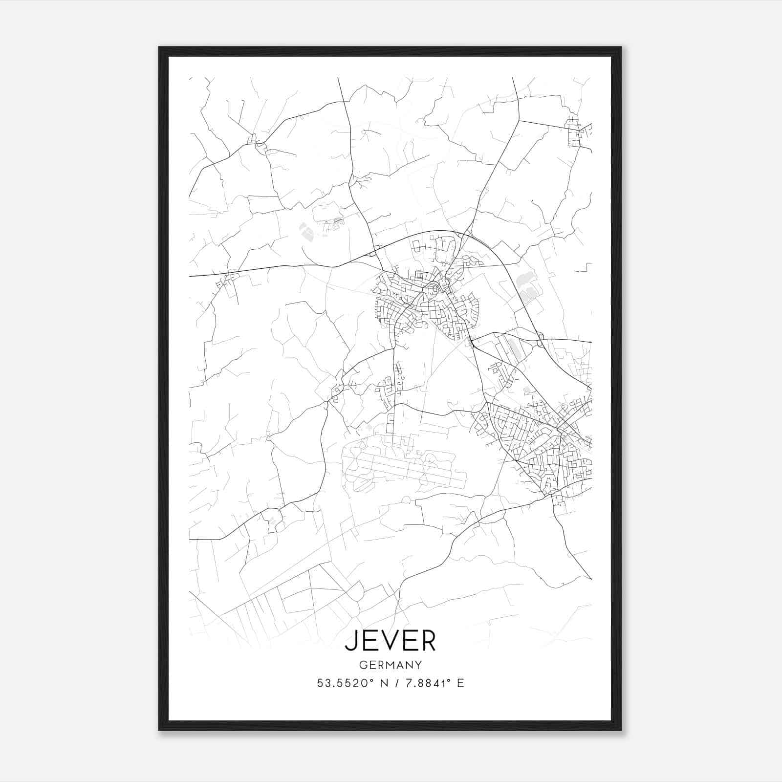 Jever Germany Map Poster, Modern Home Decor Wall Art Print
