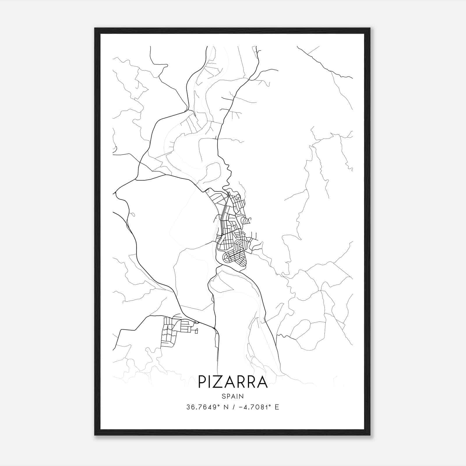 Pizarra Spain Map Poster, Modern Home Decor Wall Art Print