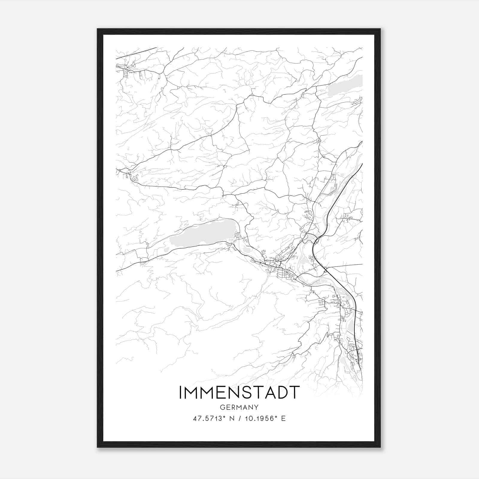Immenstadt im Allgau Germany Map Poster, Modern Home Decor Wall Art Print