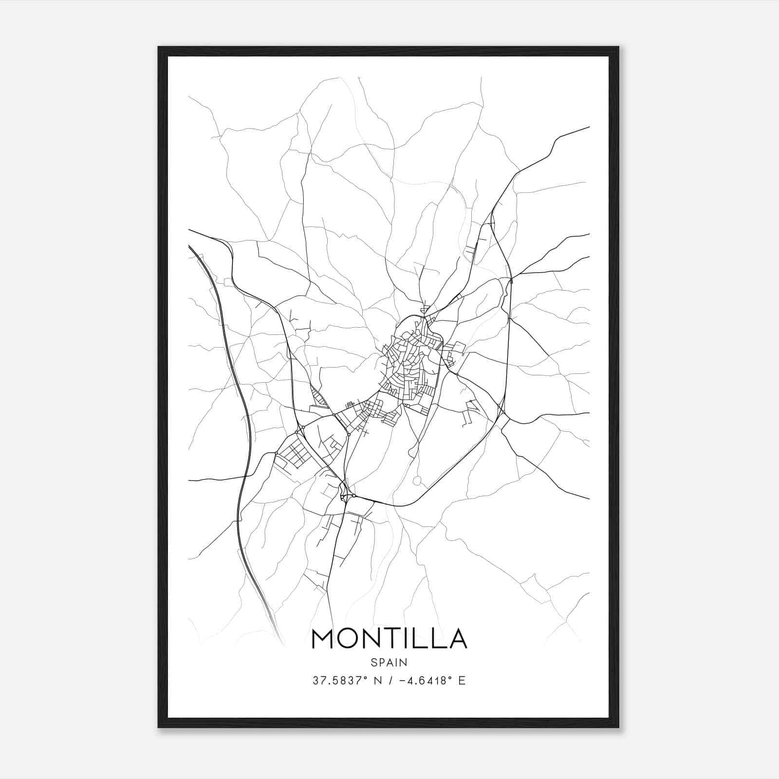 Montilla Spain Map Poster, Modern Home Decor Wall Art Print
