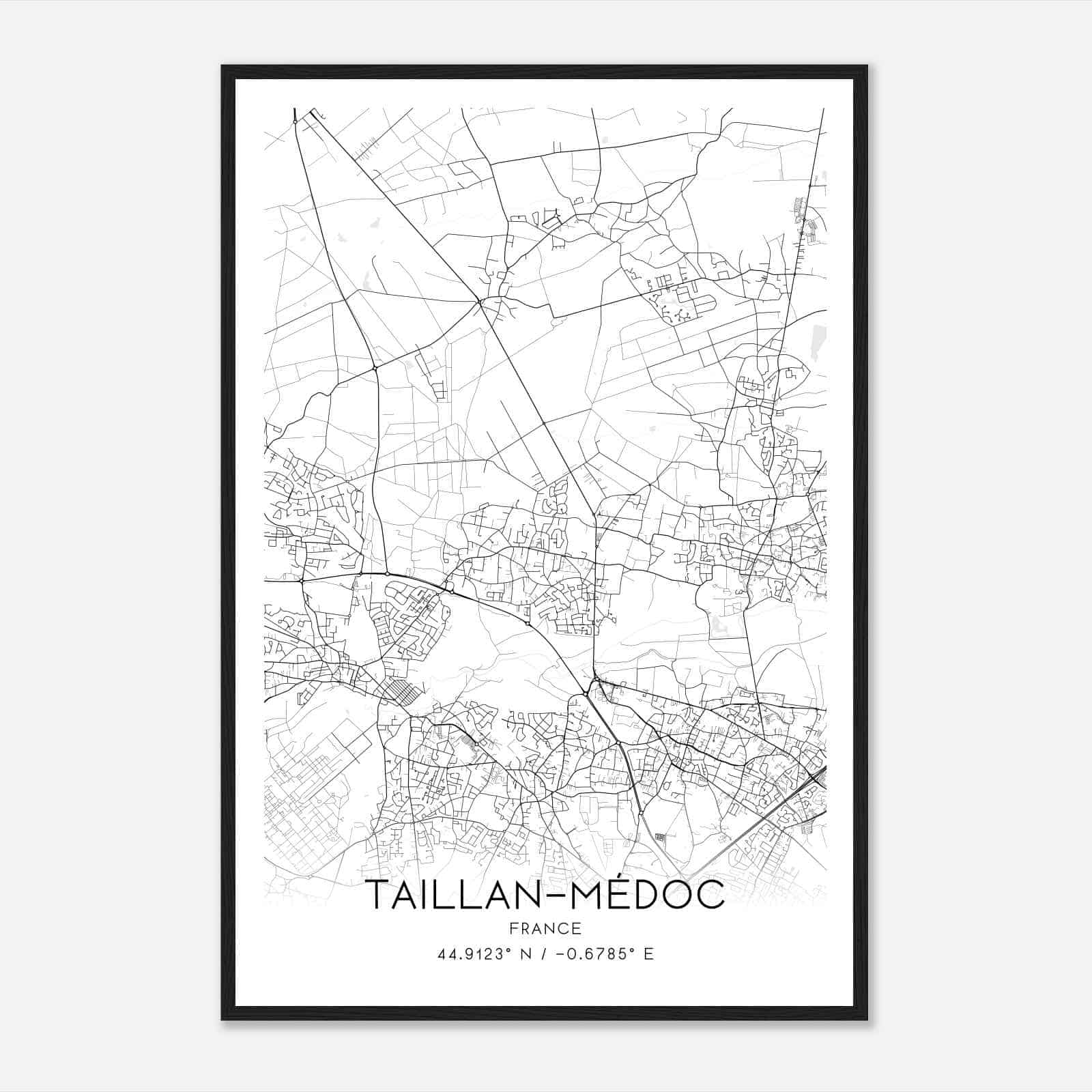 Le Taillan-Medoc France Map Poster, Modern Home Decor Wall Art Print