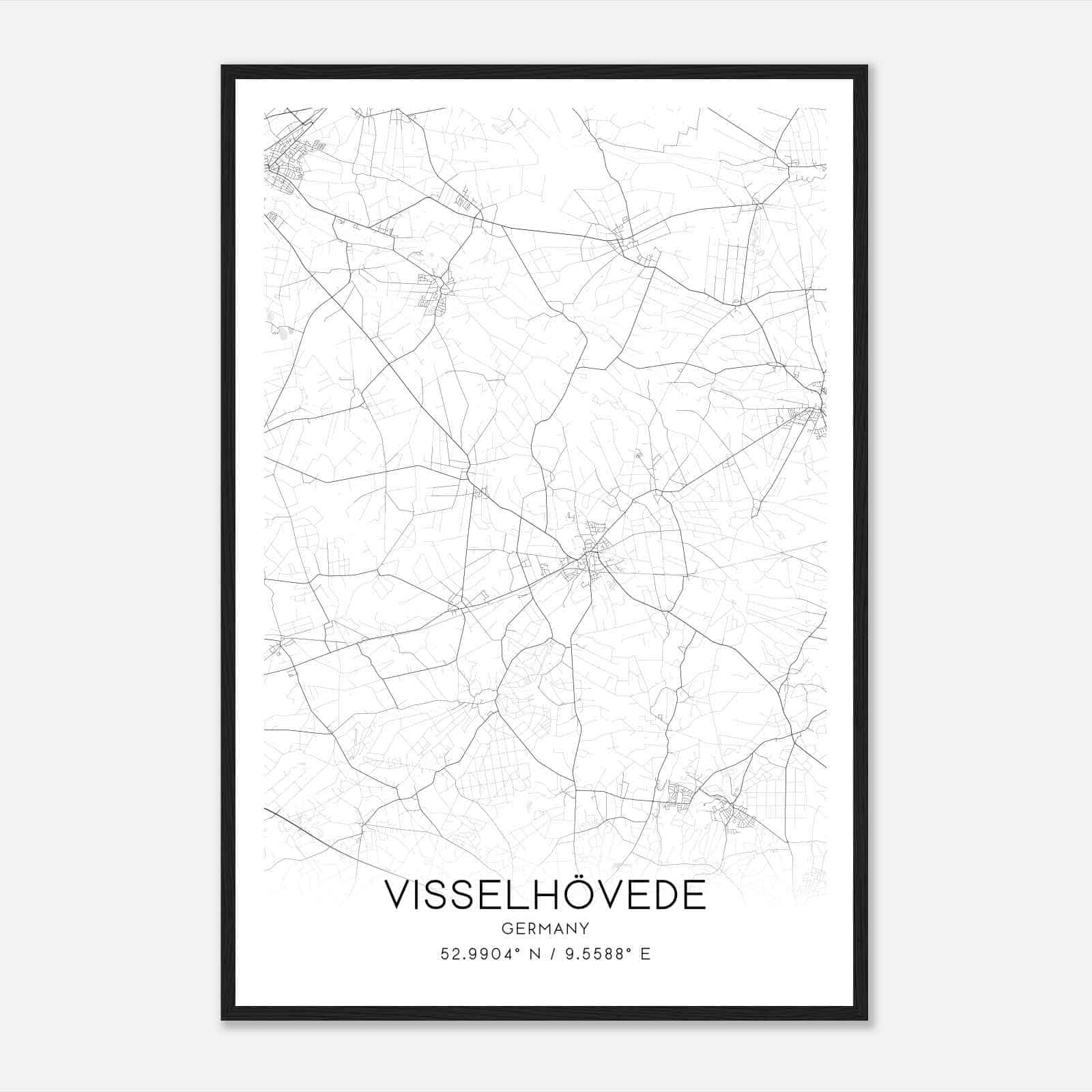 Visselhovede Germany Map Poster, Modern Home Decor Wall Art Print