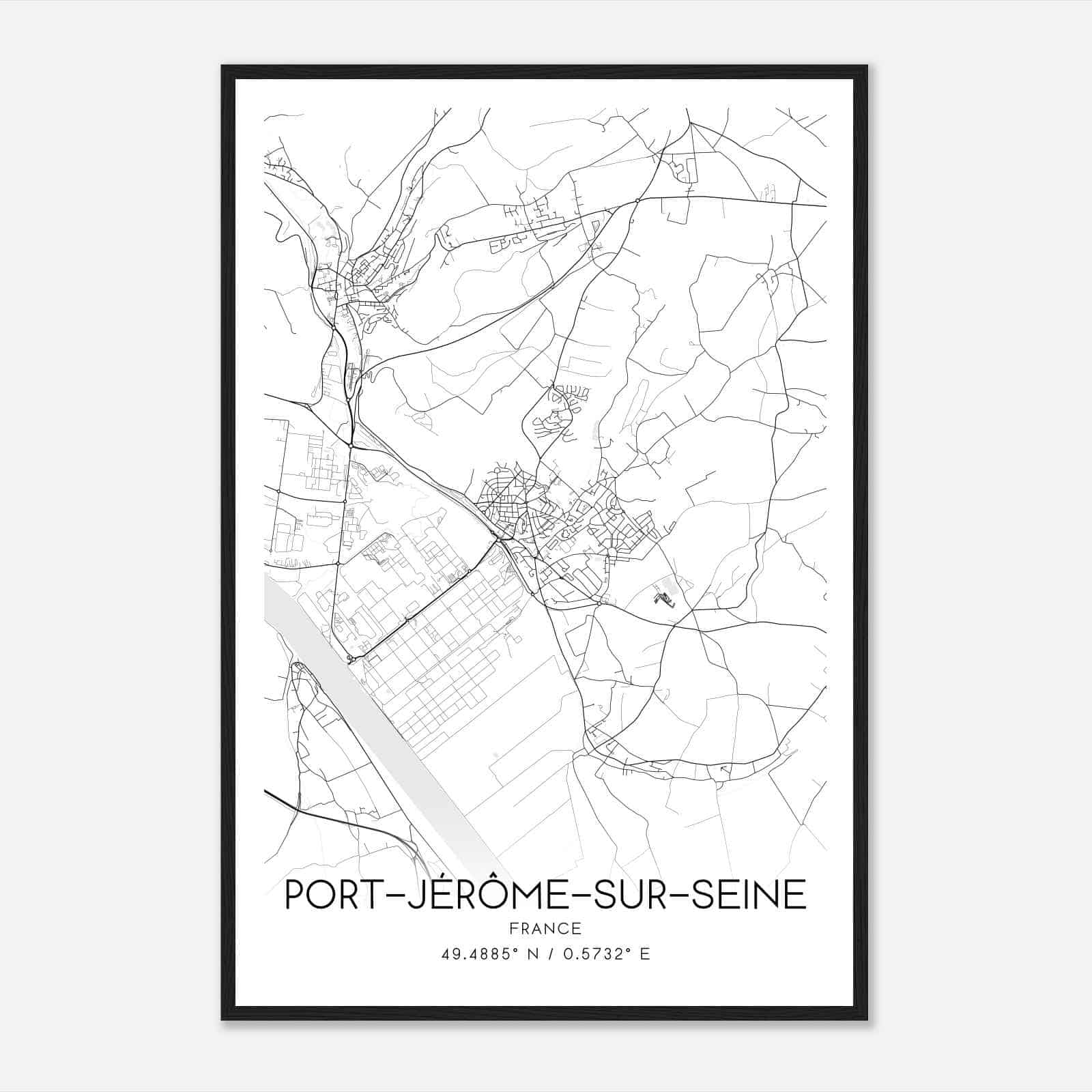 Notre-Dame-de-Gravenchon France Map Poster, Modern Home Decor Wall Art Print