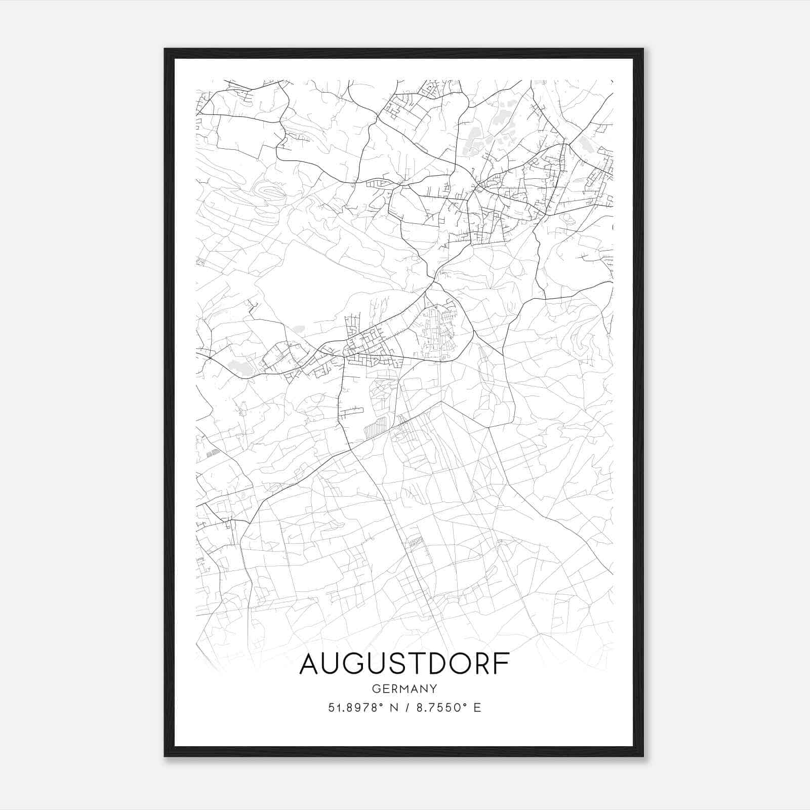 Augustdorf Germany Map Poster, Modern Home Decor Wall Art Print