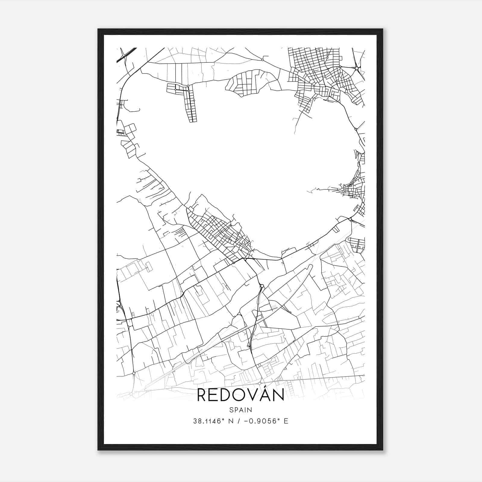 Redovan Spain Map Poster, Modern Home Decor Wall Art Print