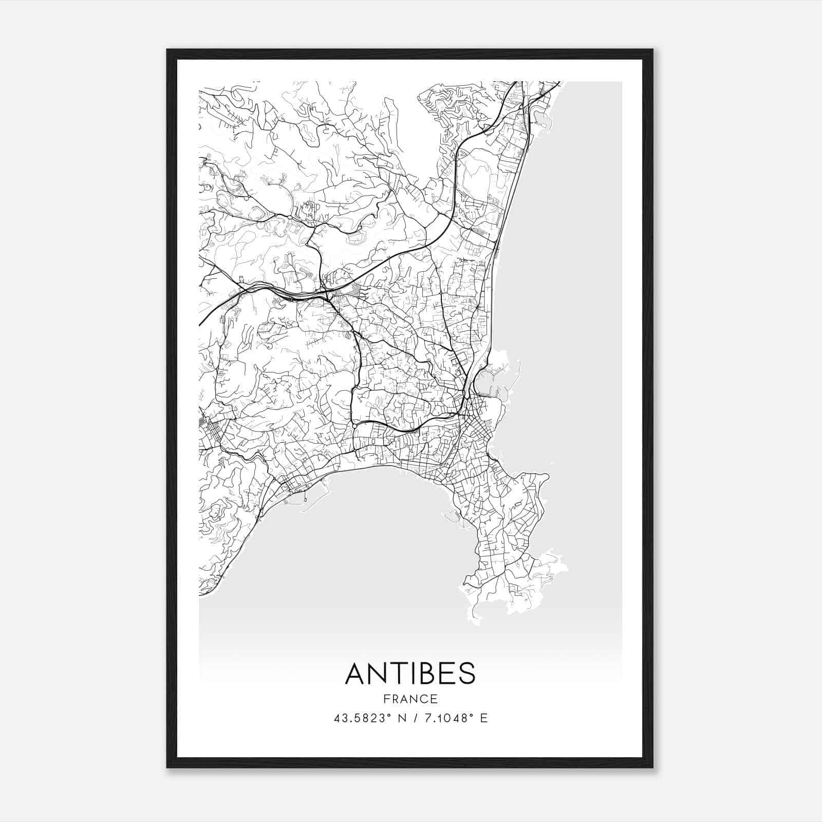 Antibes France Map Poster, Modern Home Decor Wall Art Print