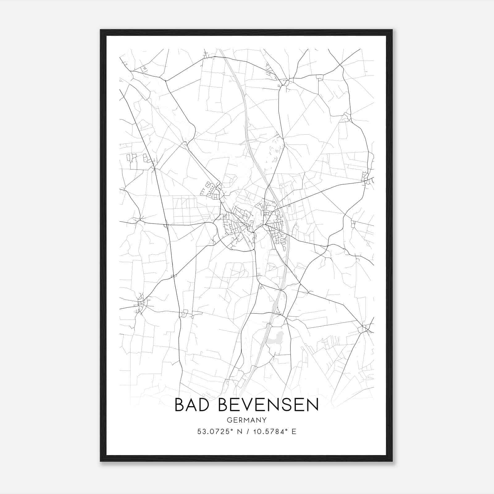 Bad Bevensen Germany Map Poster, Modern Home Decor Wall Art Print