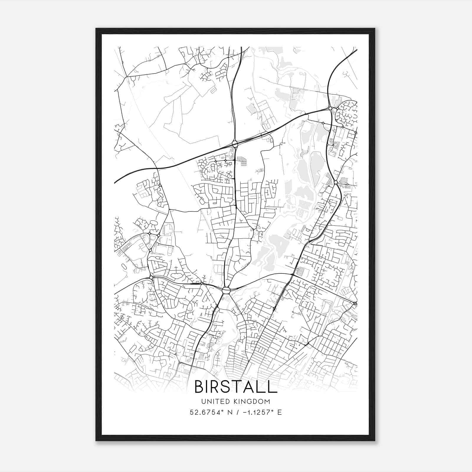 Birstall United Kingdom Map Poster, Modern Home Decor Wall Art Print