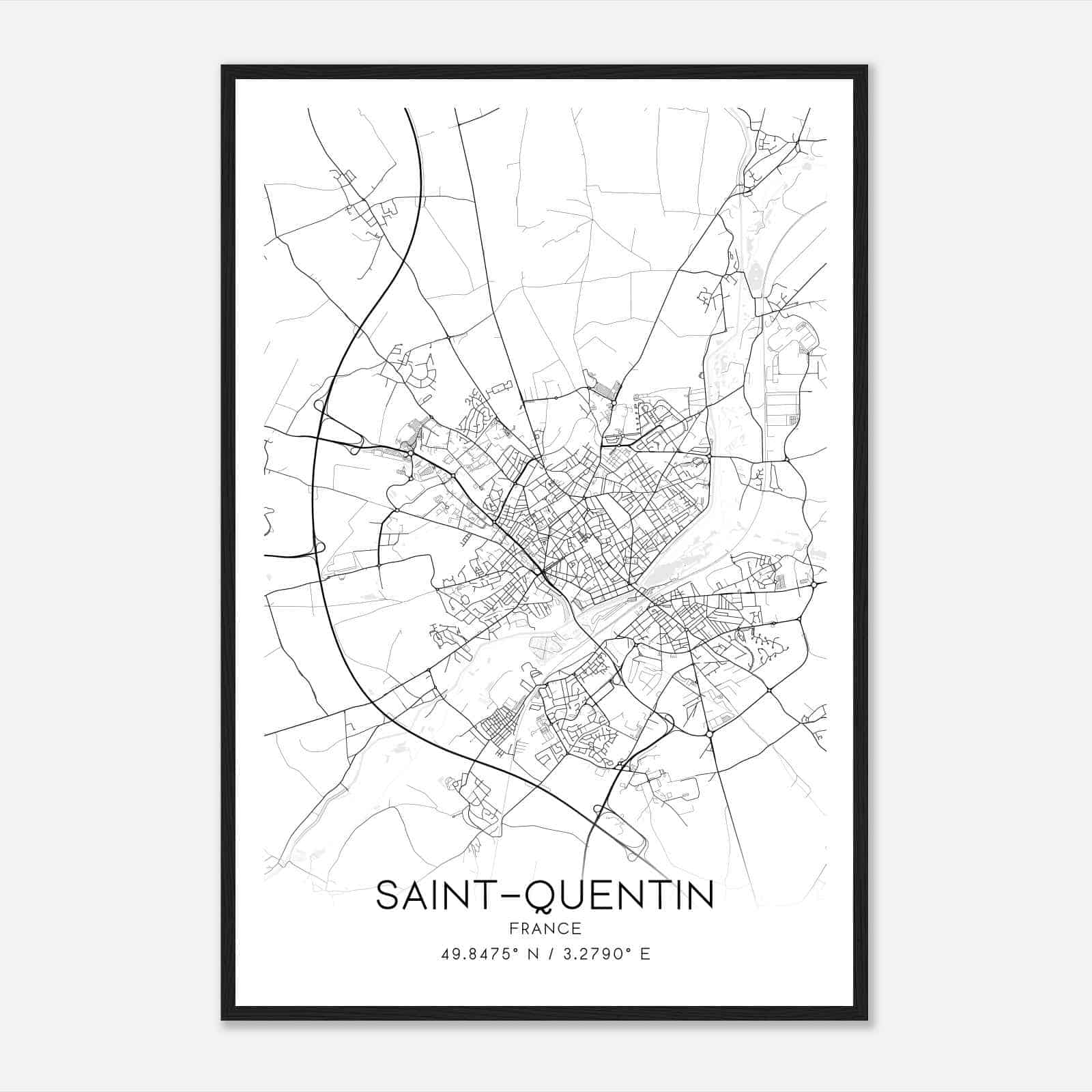 Saint-Quentin France Map Poster, Modern Home Decor Wall Art Print
